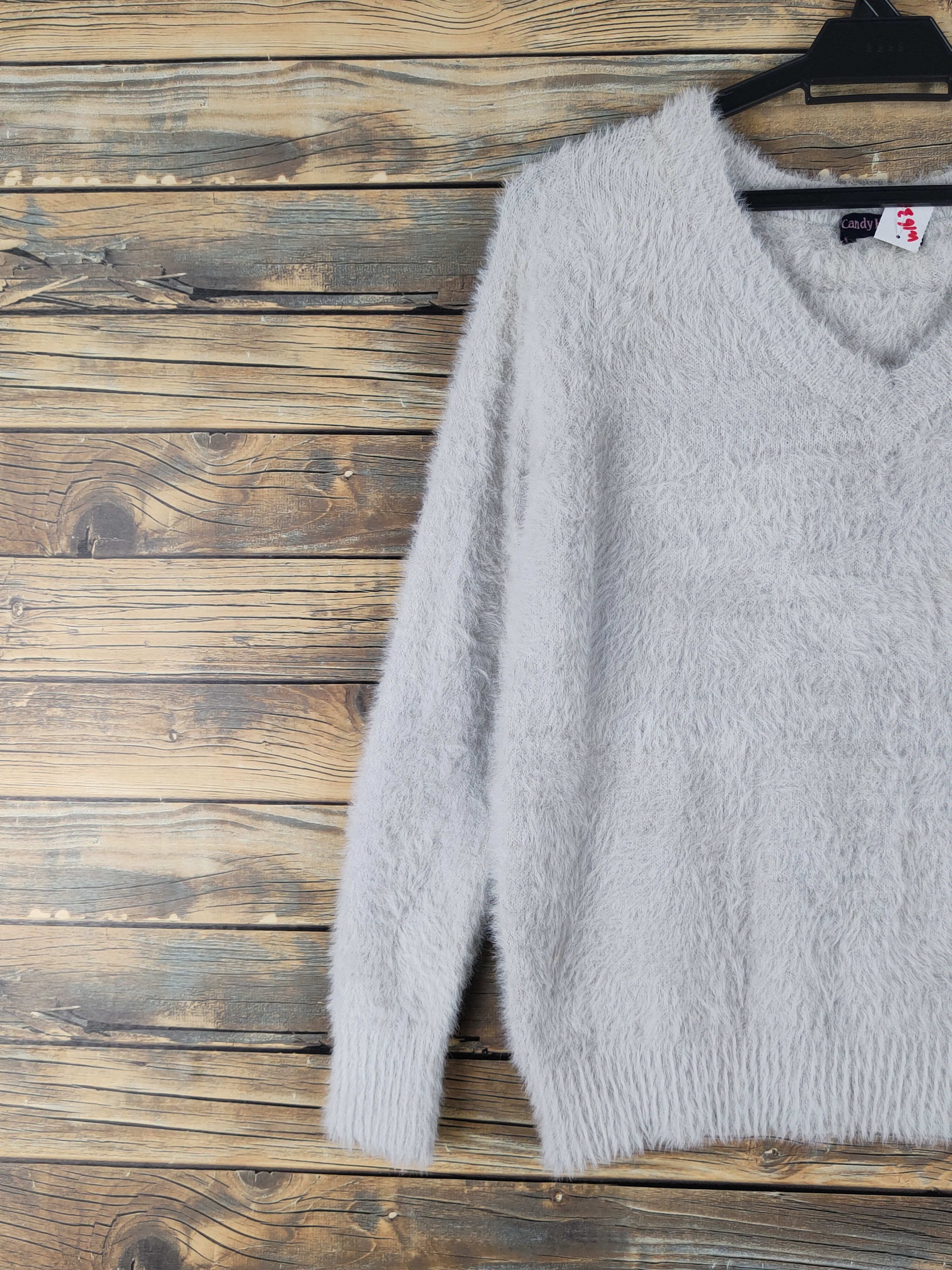 Japanese Brand Candy Holic Gray Shag Shaggy Fur Mohair Knitwear #W1632 Size M / US 6-8 / IT 42-44 - 3 Thumbnail