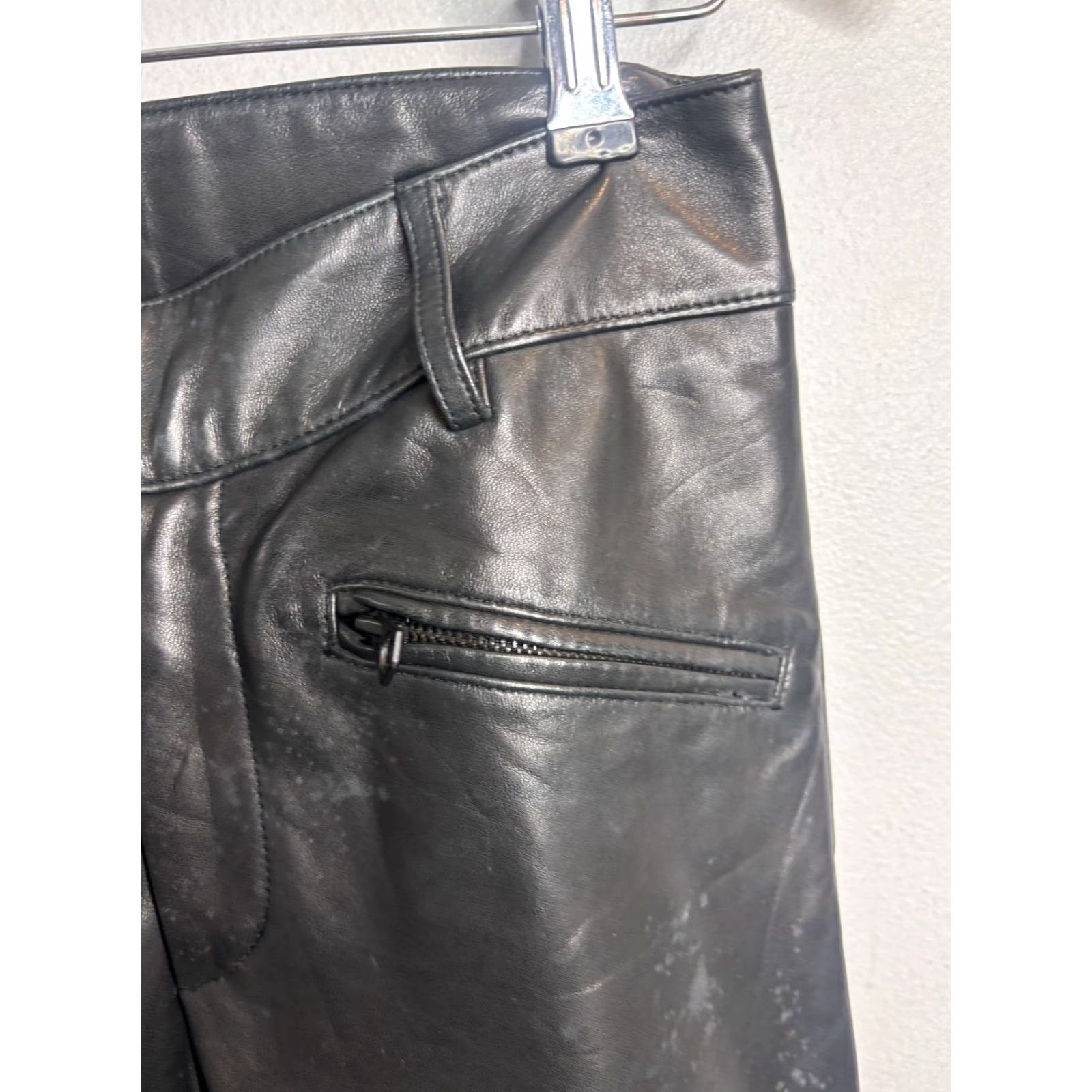 Ralph Lauren Rugby Ralph Lauren Pants Womens 4 Black Leather Skinny Ankle Moto Zip Pockets Size 27" / US 4 / IT 40 - 4 Thumbnail