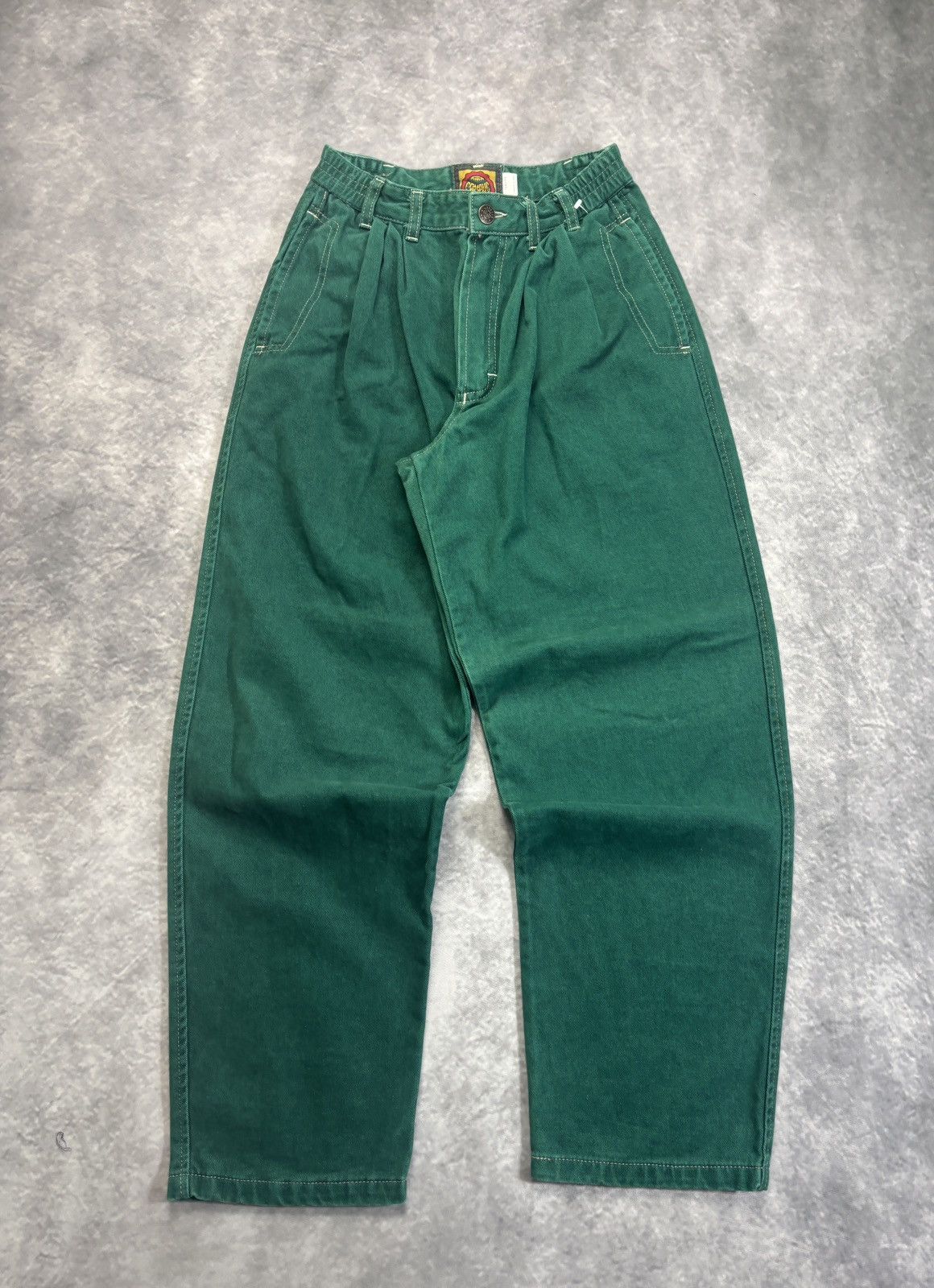 Levi's × Other × Vintage 1980s Green Denim Jeans Vintage Campus France Pleated Youth Size 24" / US 00 / IT 34 - 1 Thumbnail