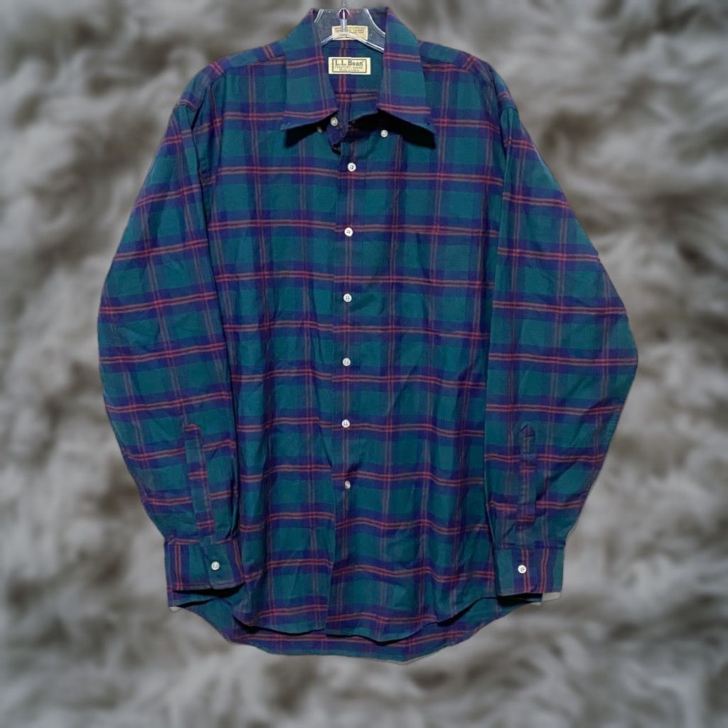 Vintage VINTAGE L.L.Bean Shirt Men Plaid Button-Up Freeport Maine 16.5 35 Cotton Green Classic Barn Size US XL / EU 56 / 4 - 1 Thumbnail