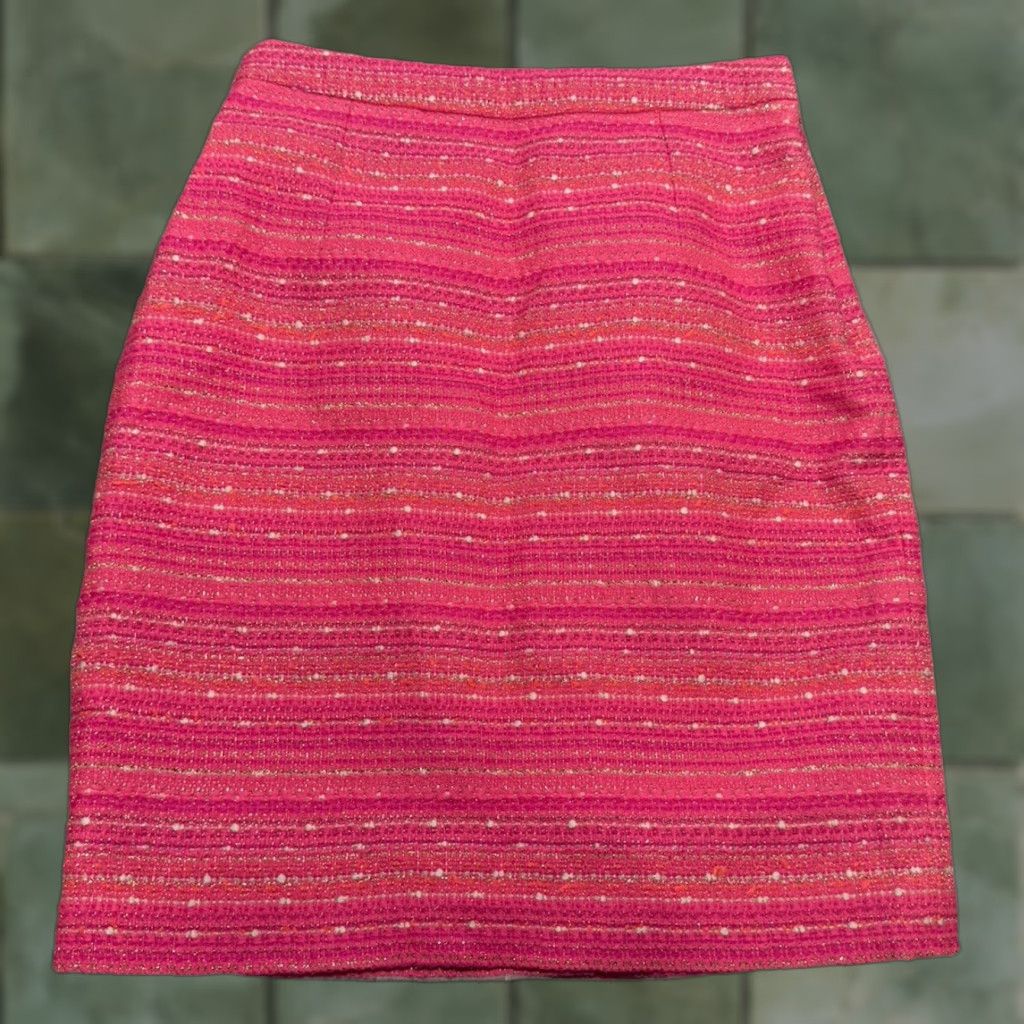 Lilly Pulitzer LILLY PULITZER Tweed Skirt Womens 4 Candy Pink Boucle Metallic Preppy Barbie Size 27" / US 4 / IT 40 - 1 Thumbnail