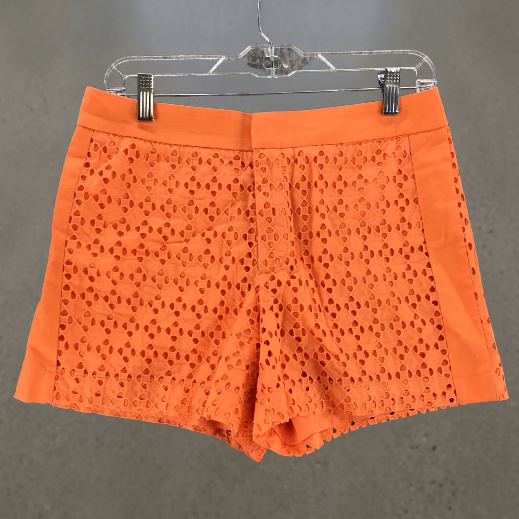 Calvin Klein Calvin Klein Eyelet Chino Shorts Womens 4 Orange Mid Rise Zip Fly Casual Size 27" / US 4 / IT 40 - 1 Thumbnail