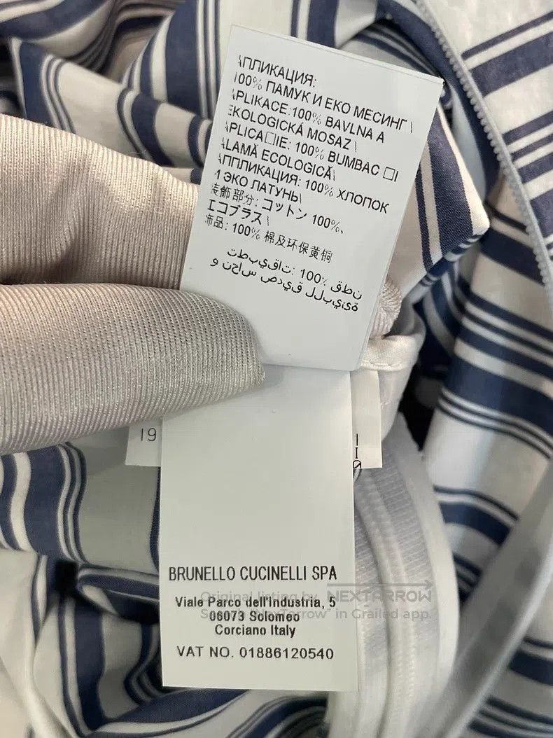 Brunello Cucinelli Brunello Cucinelli Blue Striped Cotton Dress Size M / US 6-8 / IT 42-44 - 9 Thumbnail