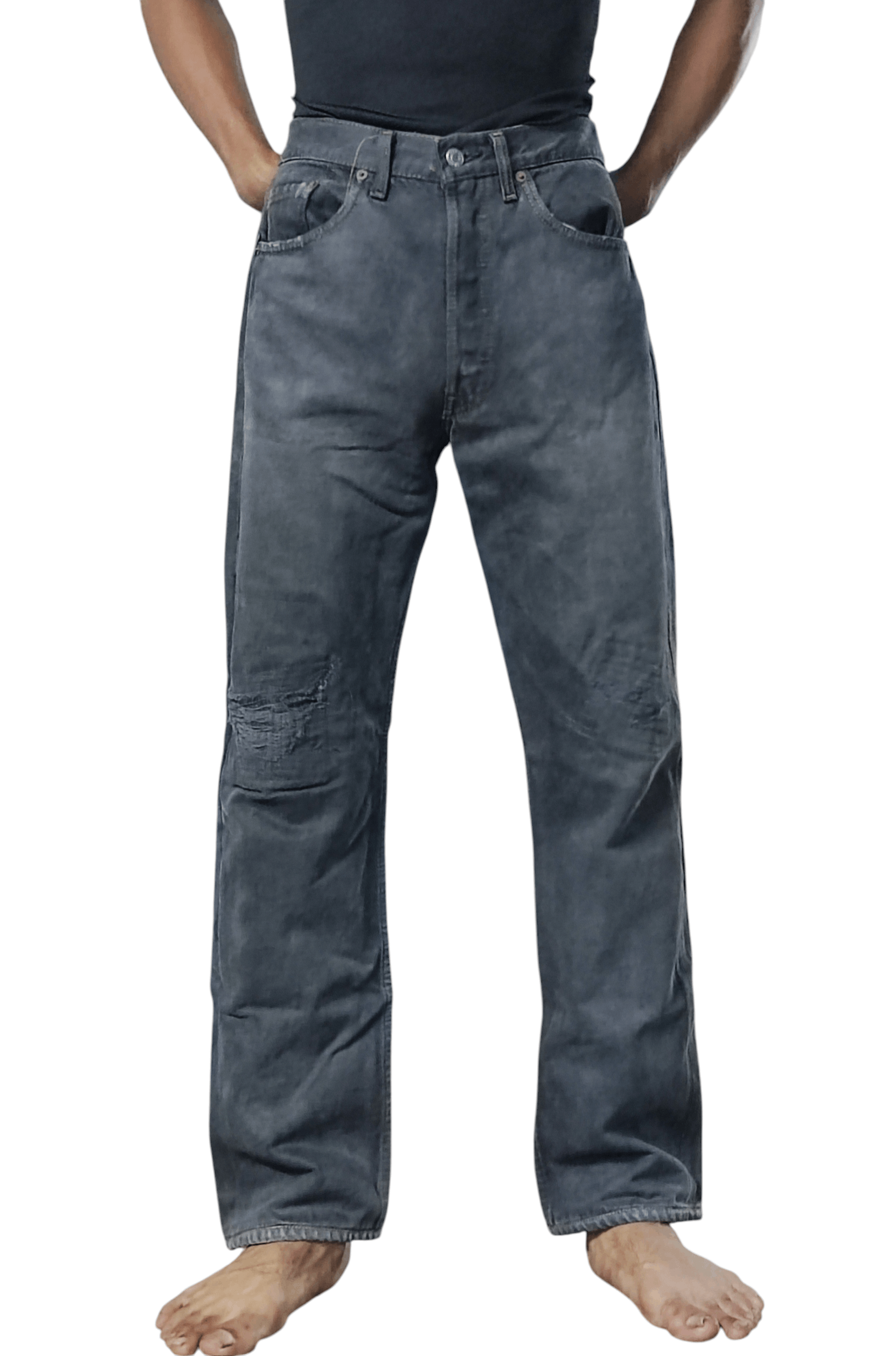 Levi's Vintage 90s Levi’s 501 Overdyed Black Patched Knees Charcoal Size US 30 / EU 46 - 19 Thumbnail