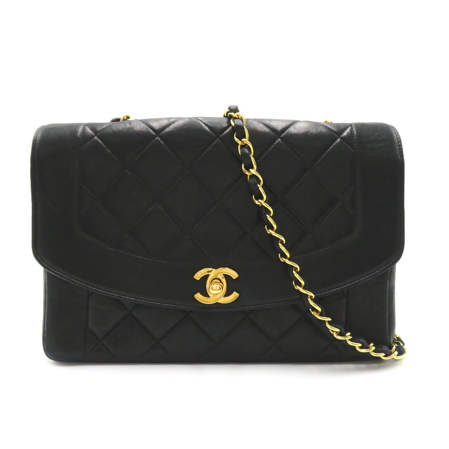 Chanel Chanel Matelasse Diana Chain Shoulder Bag Lambskin (Sheepskin) Black Gold Hardware Size ONE SIZE - 1 Thumbnail