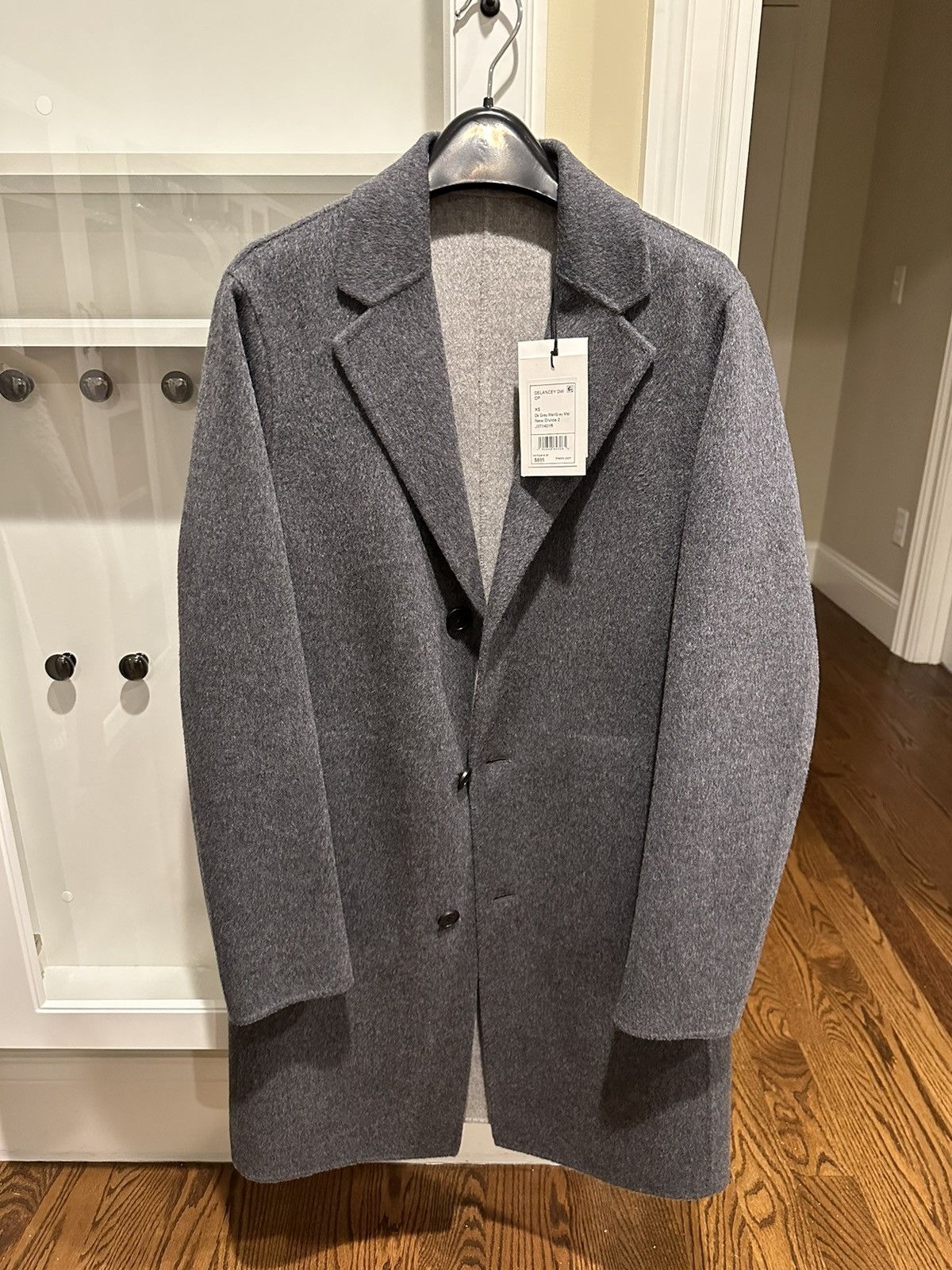 image of Theory Grey Wool Coat, Men's (Size XS)