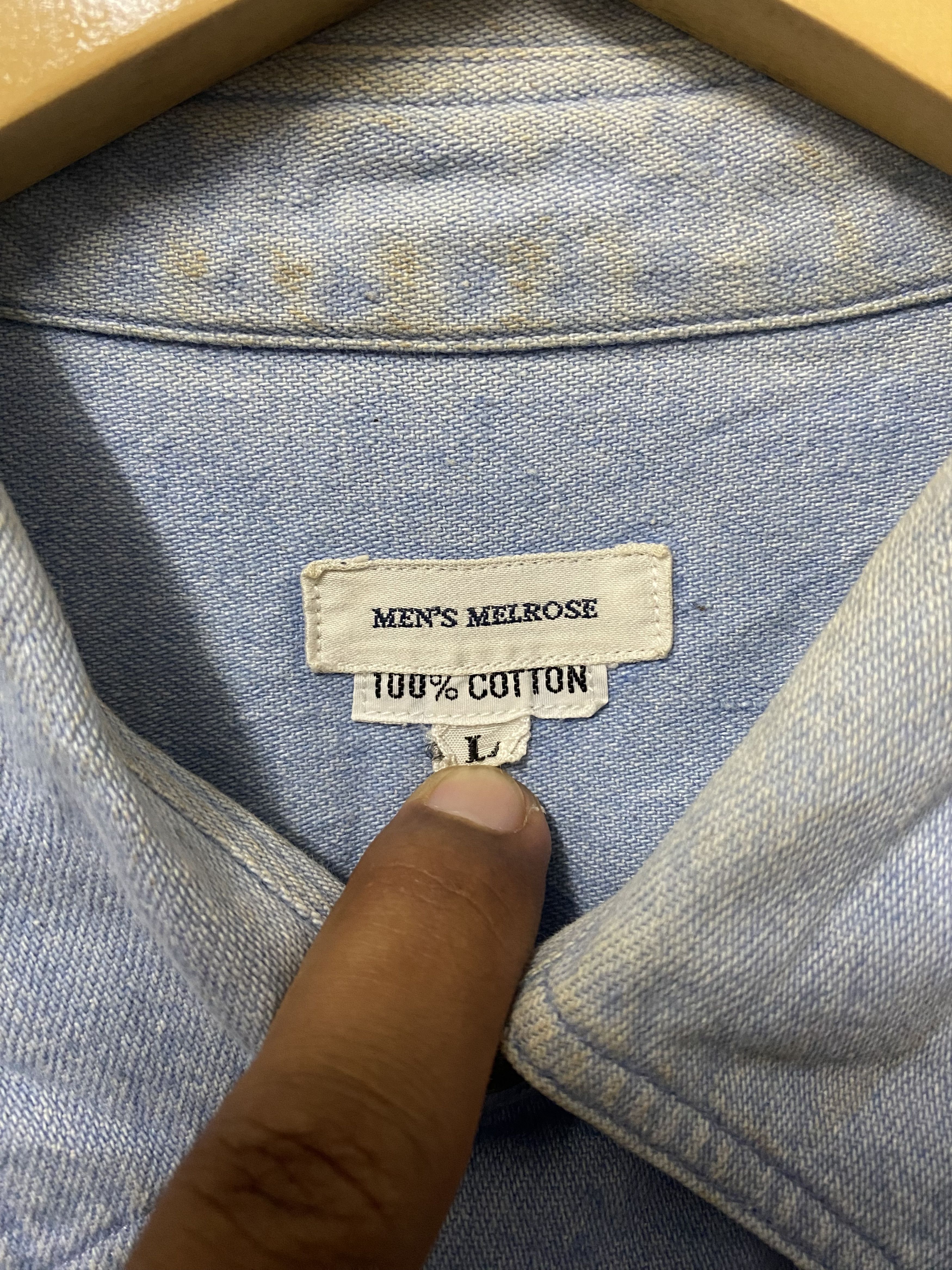 Melrose Vintage Men Melrose Pattern Embroidery Chambray Shirts Size US L / EU 52-54 / 3 - 10 Thumbnail
