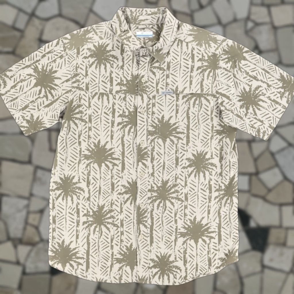 Vintage Columbia Shirt Camp Floral Button Up Green Men M Size US M / EU 48-50 / 2 - 1 Thumbnail