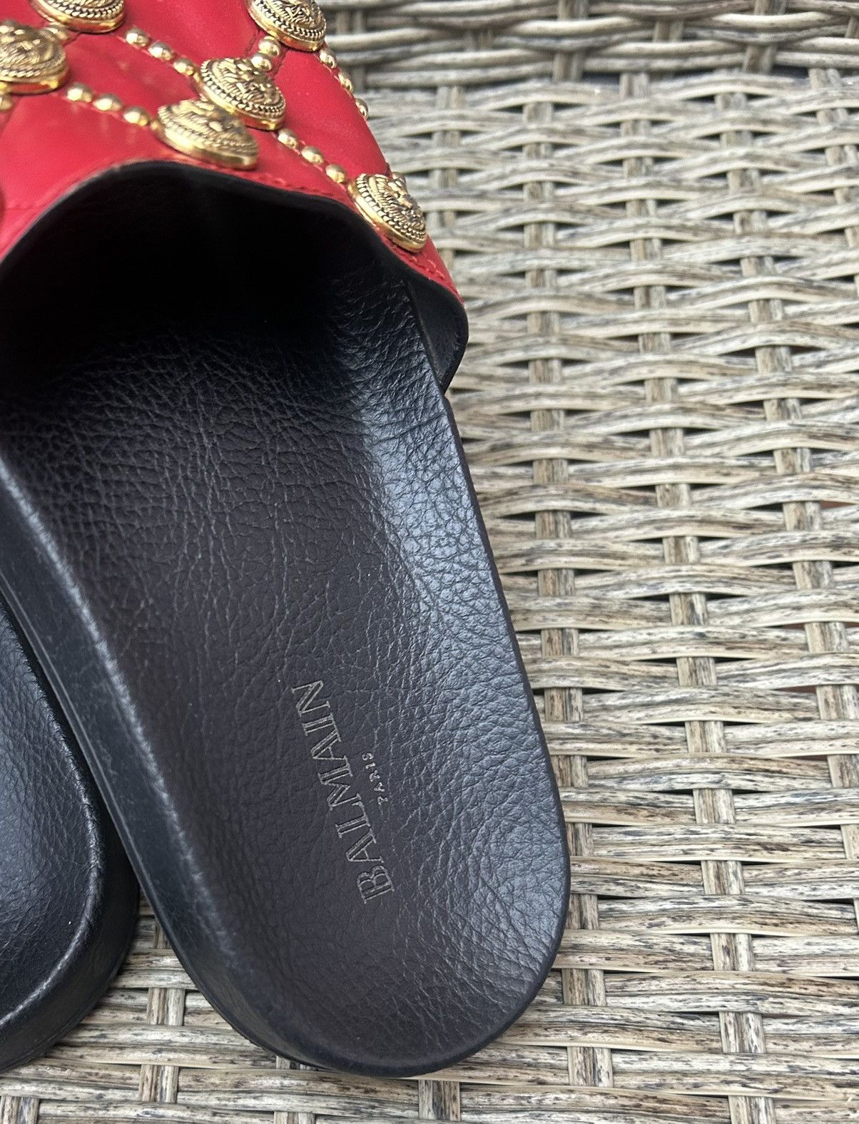 Balmain Balmain Paris Embellished Red Leather Slides Size 38 Size US 8 / IT 38 - 6 Thumbnail