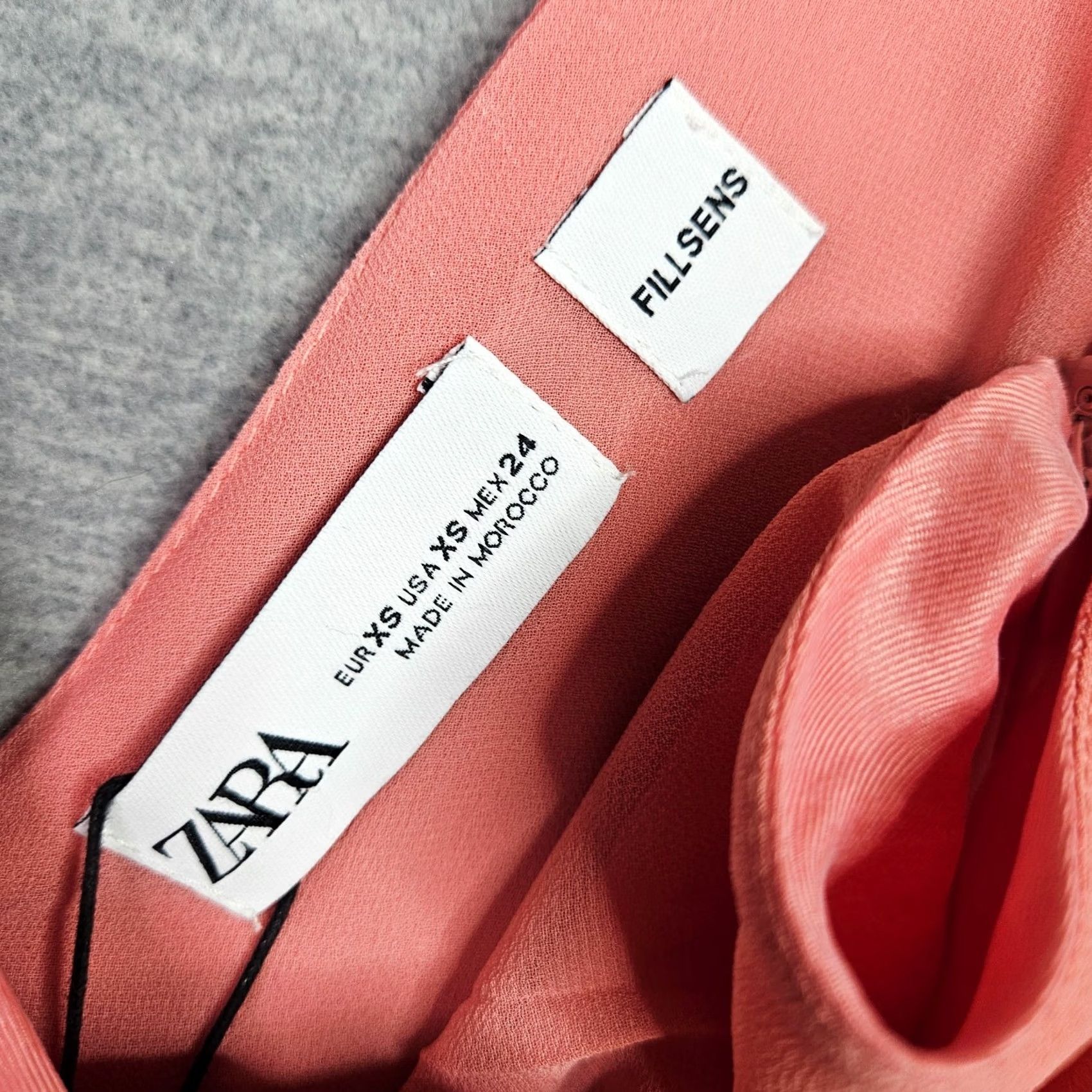 Zara Zara Women's XS Pink Satin Slip Dress Spaghetti Strap V-Neck A-Line - Casual Party/Cocktail Slim Front Slits? Size XS / US 0-2 / IT 36-38 - 3 Thumbnail