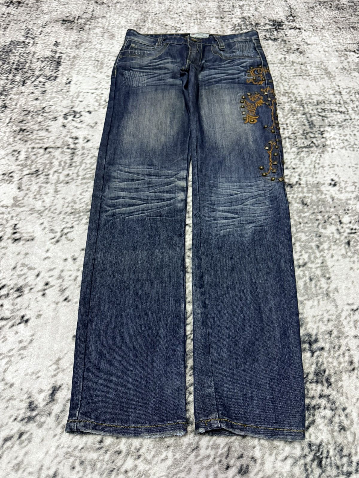 Japanese Brand Tornado Mart Style Studded Tribal Denim Japanese Brand Size US 30 / EU 46 - 1 Thumbnail