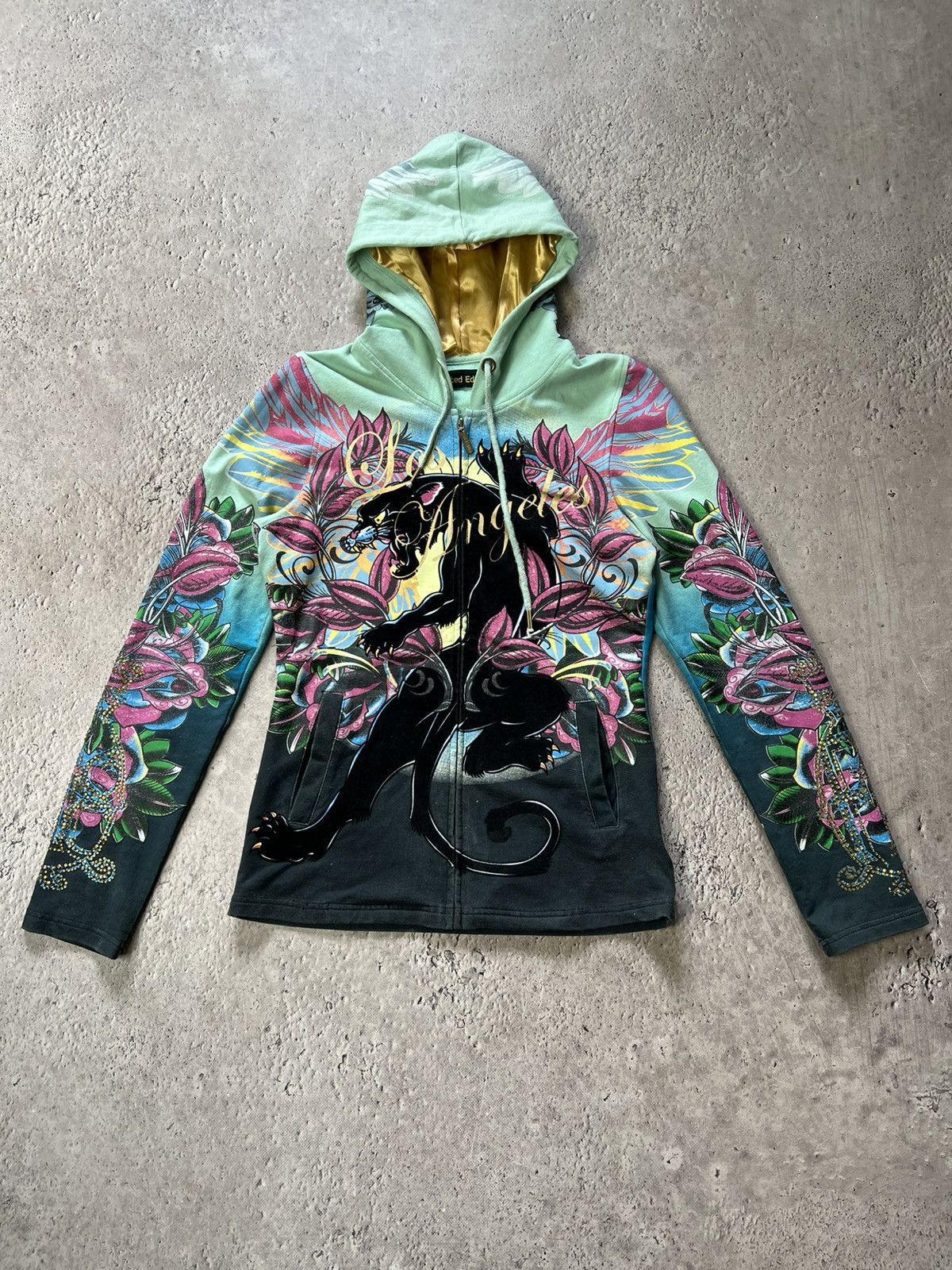 Christian Audigier × Ed Hardy RARE Vintage Ed Hardy Zip Hoodie Skelleton Skulls Audigier Size S / US 4 / IT 40 - 1 Thumbnail