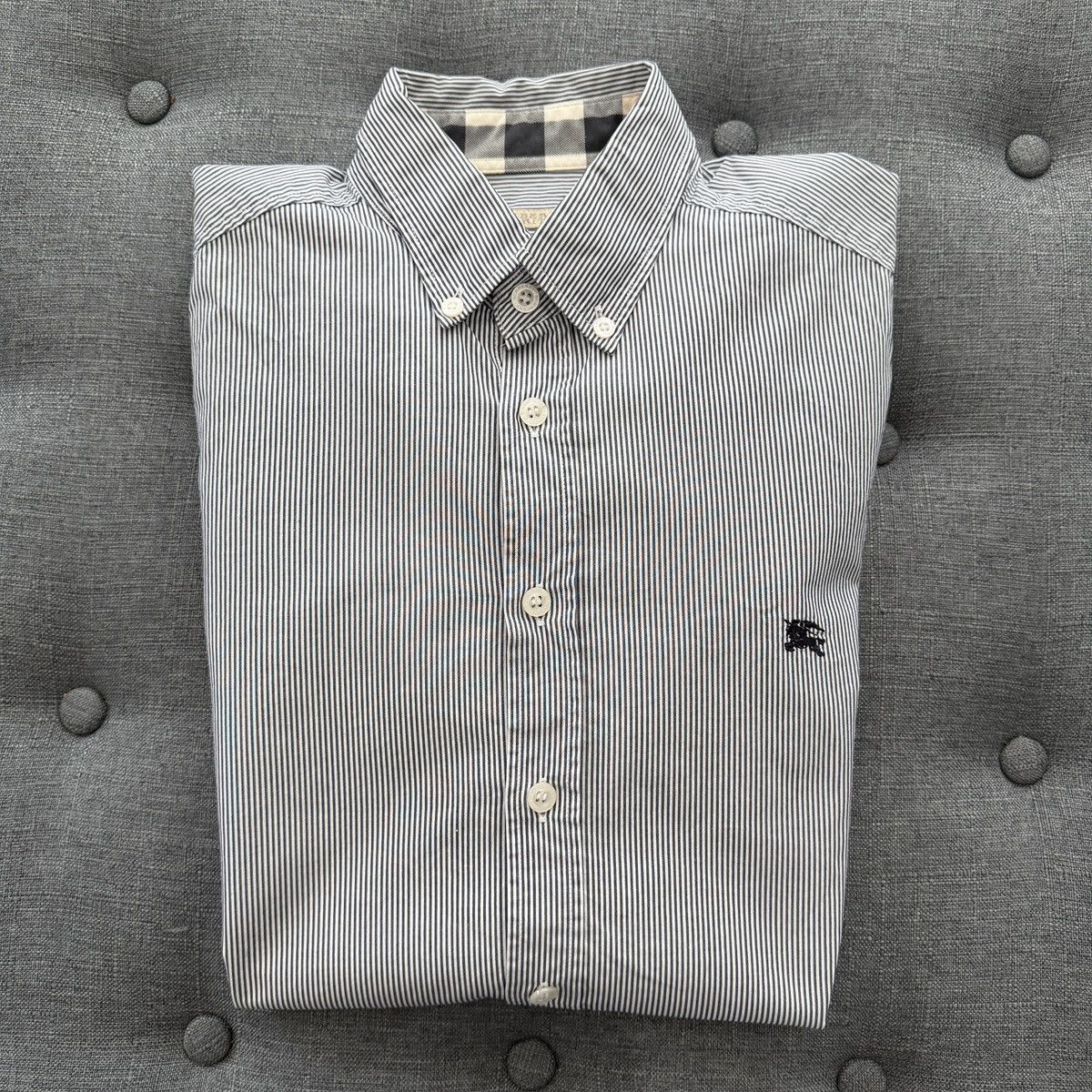 Burberry Equestrian Knight Logo Embroidered Buttoned Shirt