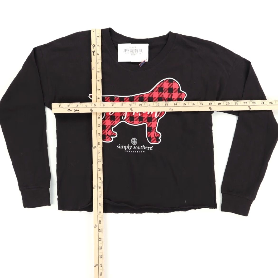 Vintage Simply Southern Dog Mom Crop Solid Long Sleeve T-Shirt Black Women's M Size M / US 6-8 / IT 42-44 - 3 Thumbnail