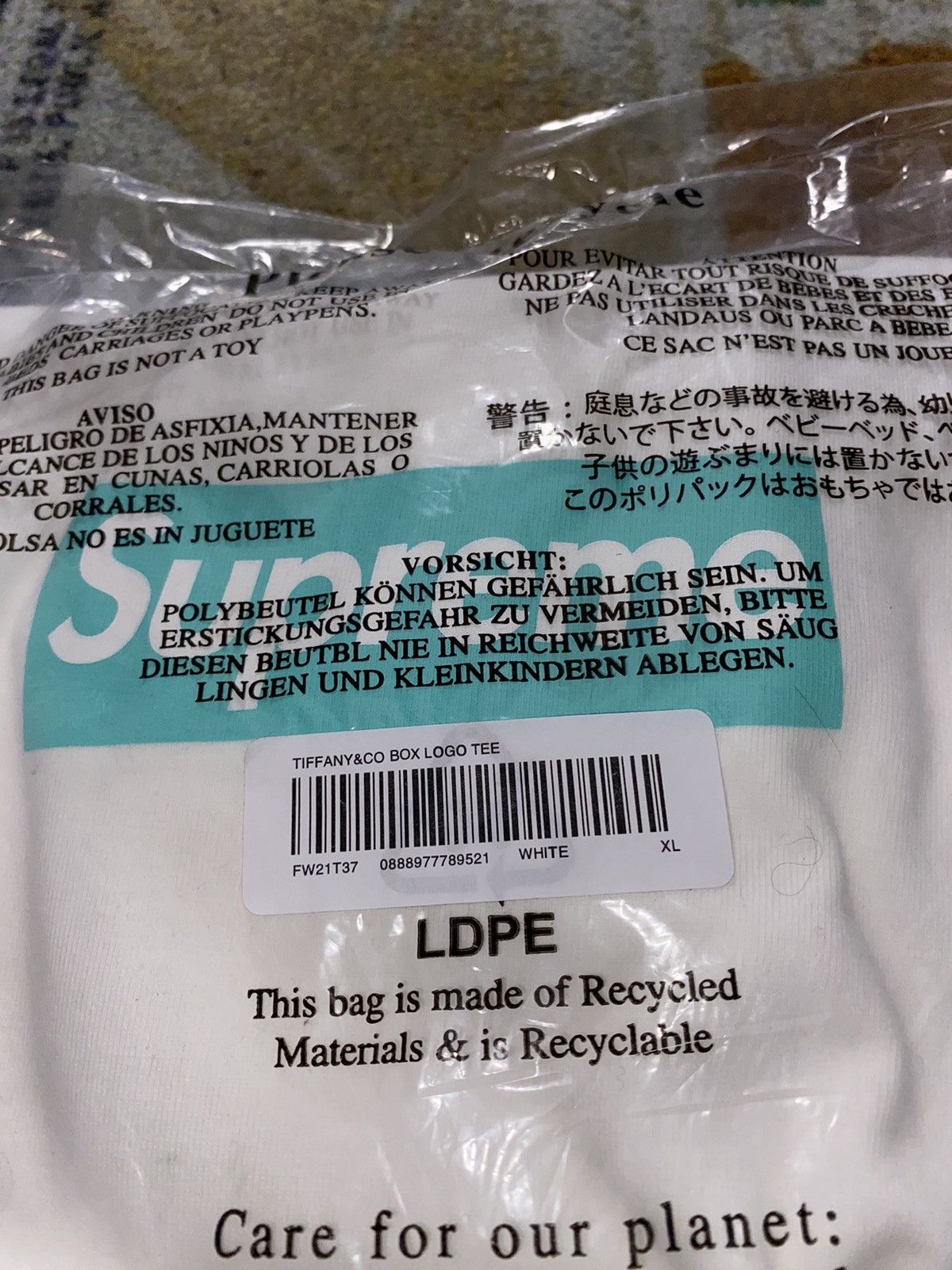Supreme Tiffany & Co. Box Logo Tee White Men's - FW21 - US