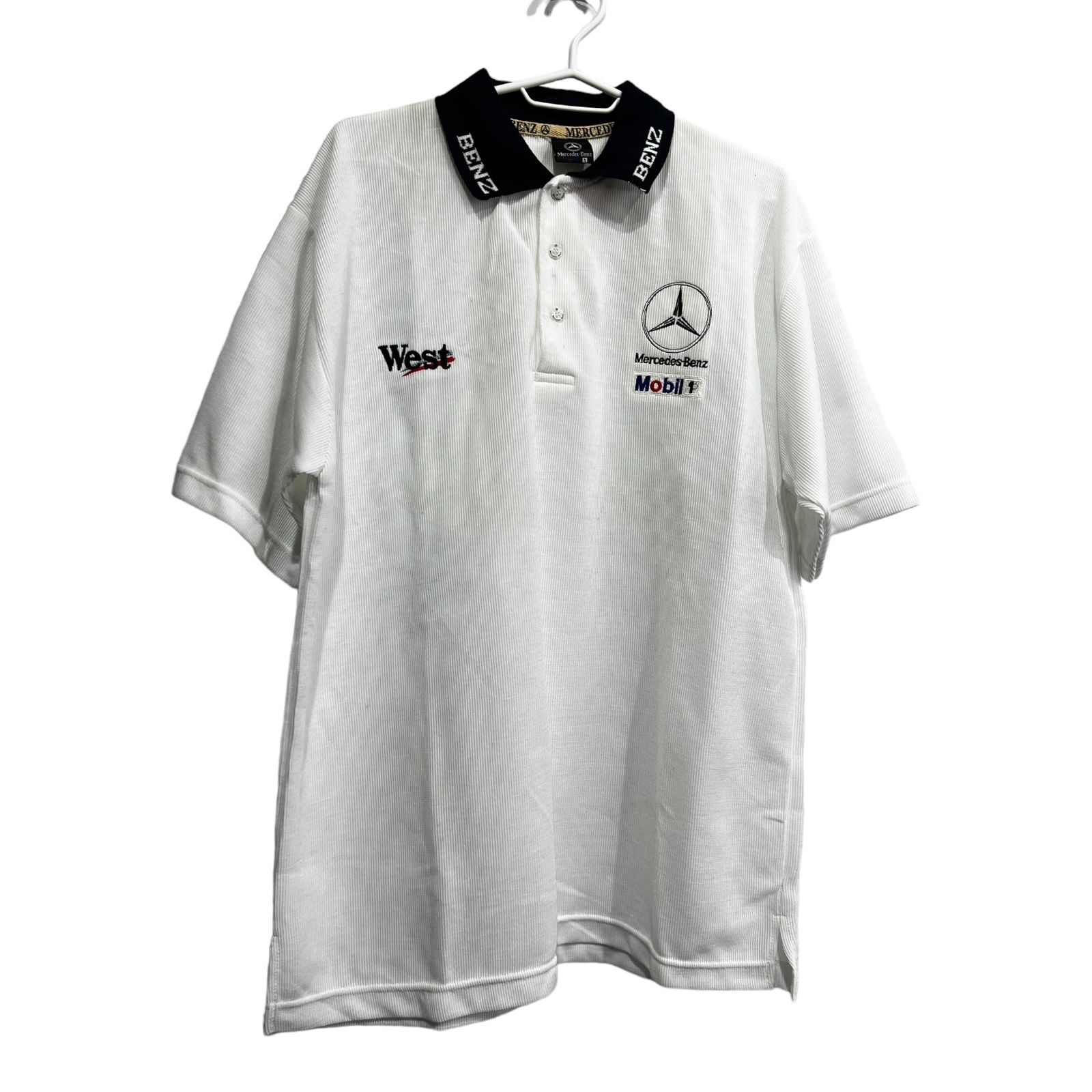 Pre-owned Mercedes Benz X Racing Vintage Mercedes Benz Polo Shirt 90's Racing F1 West In White