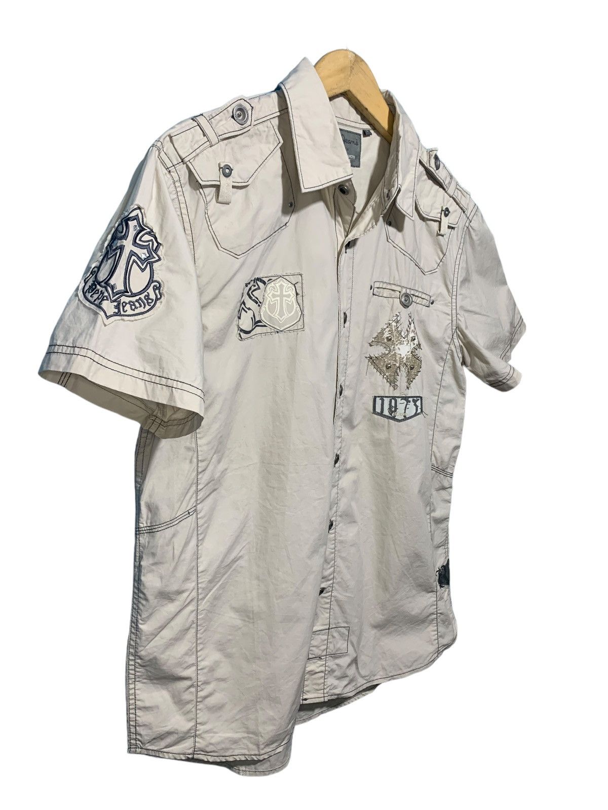 14th Addiction × Beauty Beast × Pepe Jeans Vintage Pepe Jeans big cross studded rock patches shirt Size US L / EU 52-54 / 3 - 8 Thumbnail
