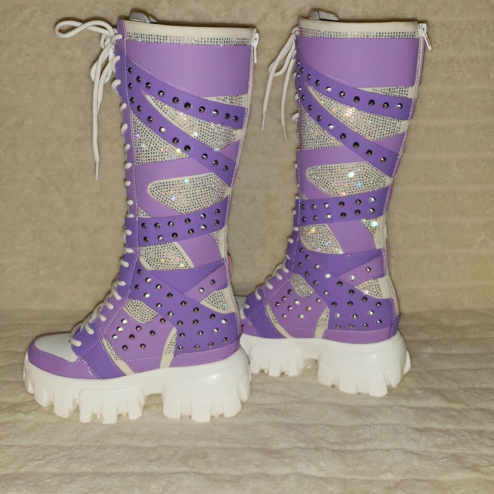 Other Wang Limited Lilac Purple White Platform Sneaker Knee Boots Size US 10 / IT 40 - 7 Thumbnail