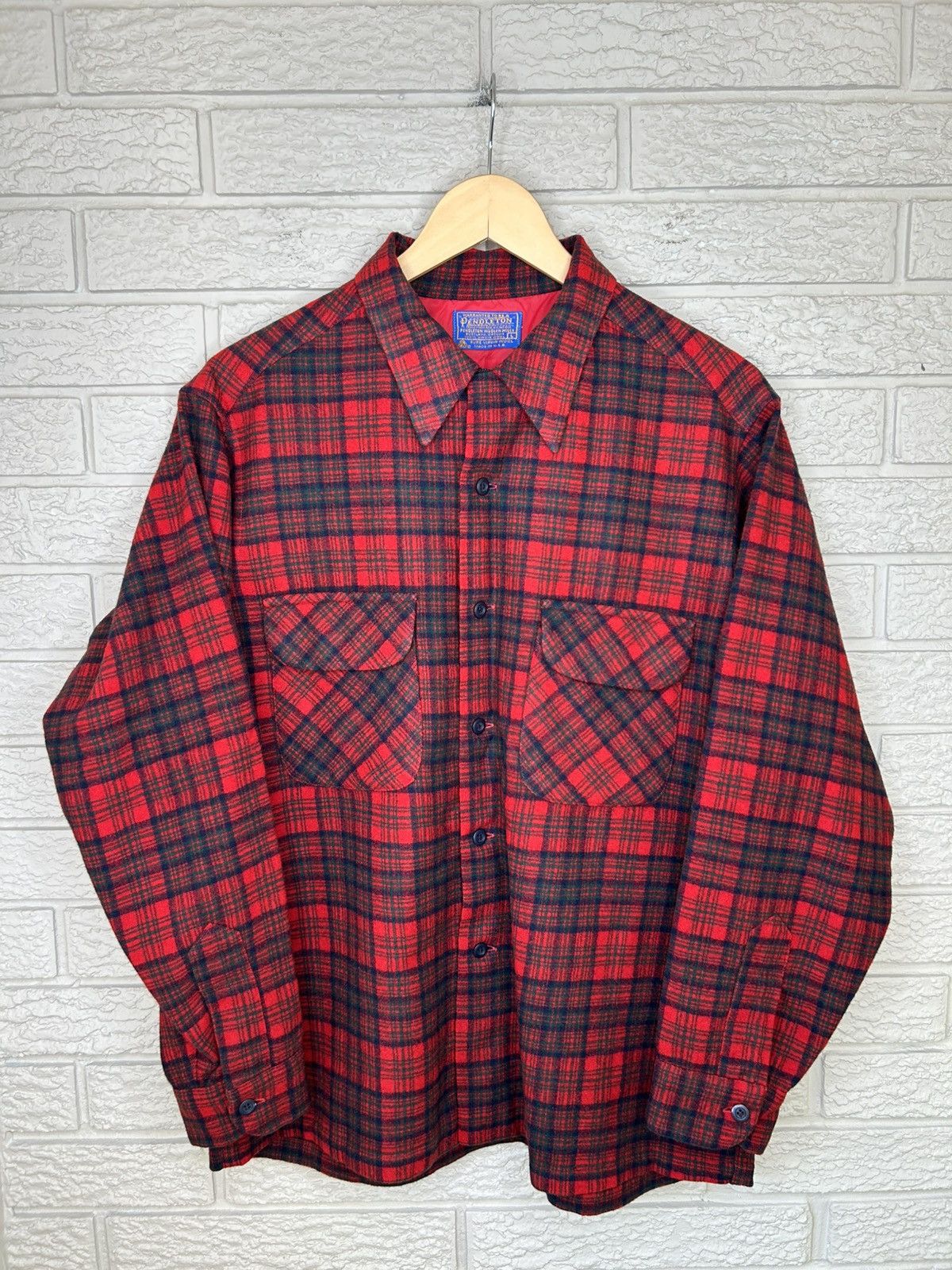 Pendleton Vintage 60s Pendleton Loop Collar Wool Board Shirt Size US L / EU 52-54 / 3 - 2 Thumbnail