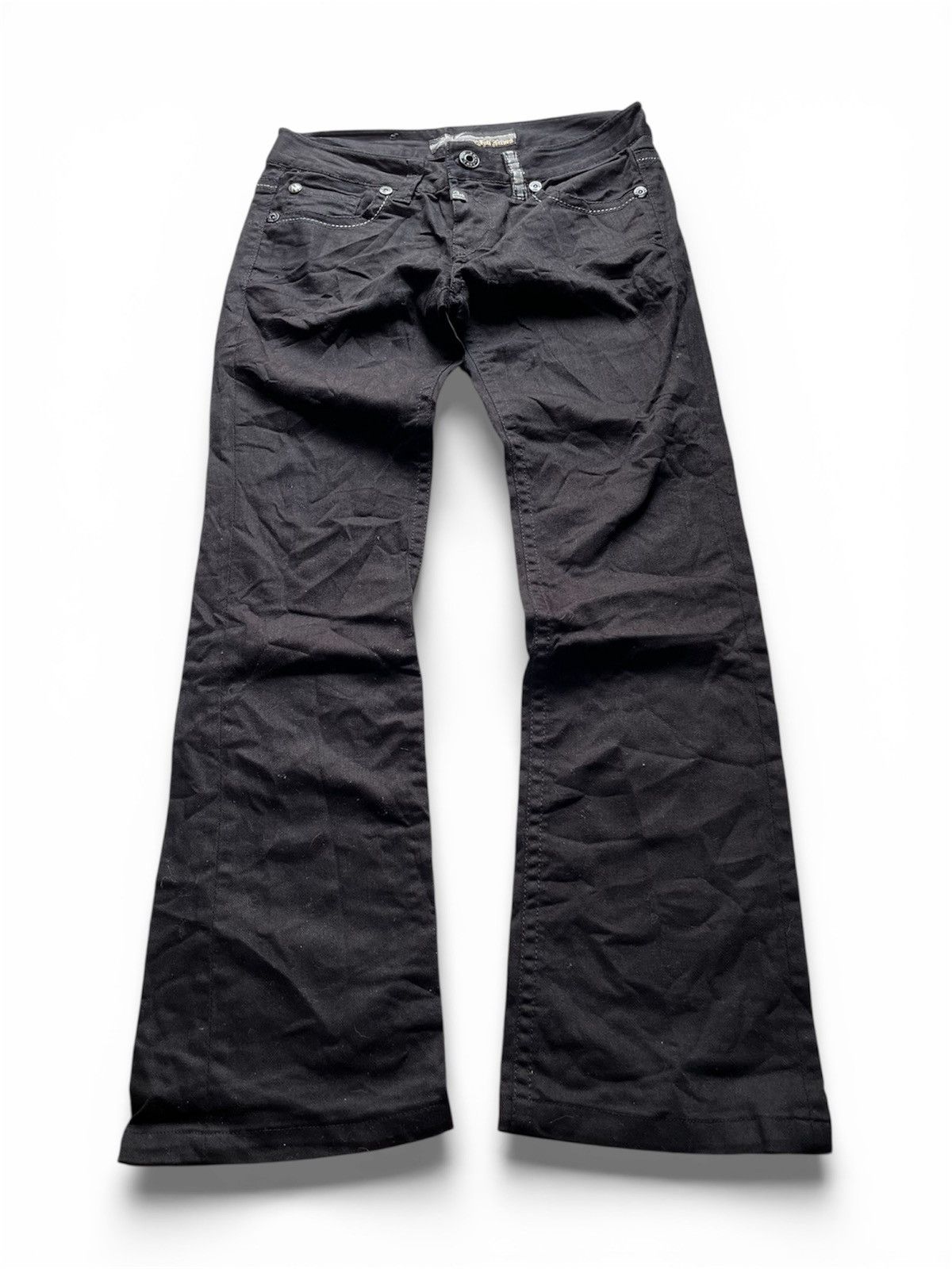 Tornado Mart 2000s A.S.K. Enquired black vkei flare glitter jeans Size US 29 - 1 Thumbnail