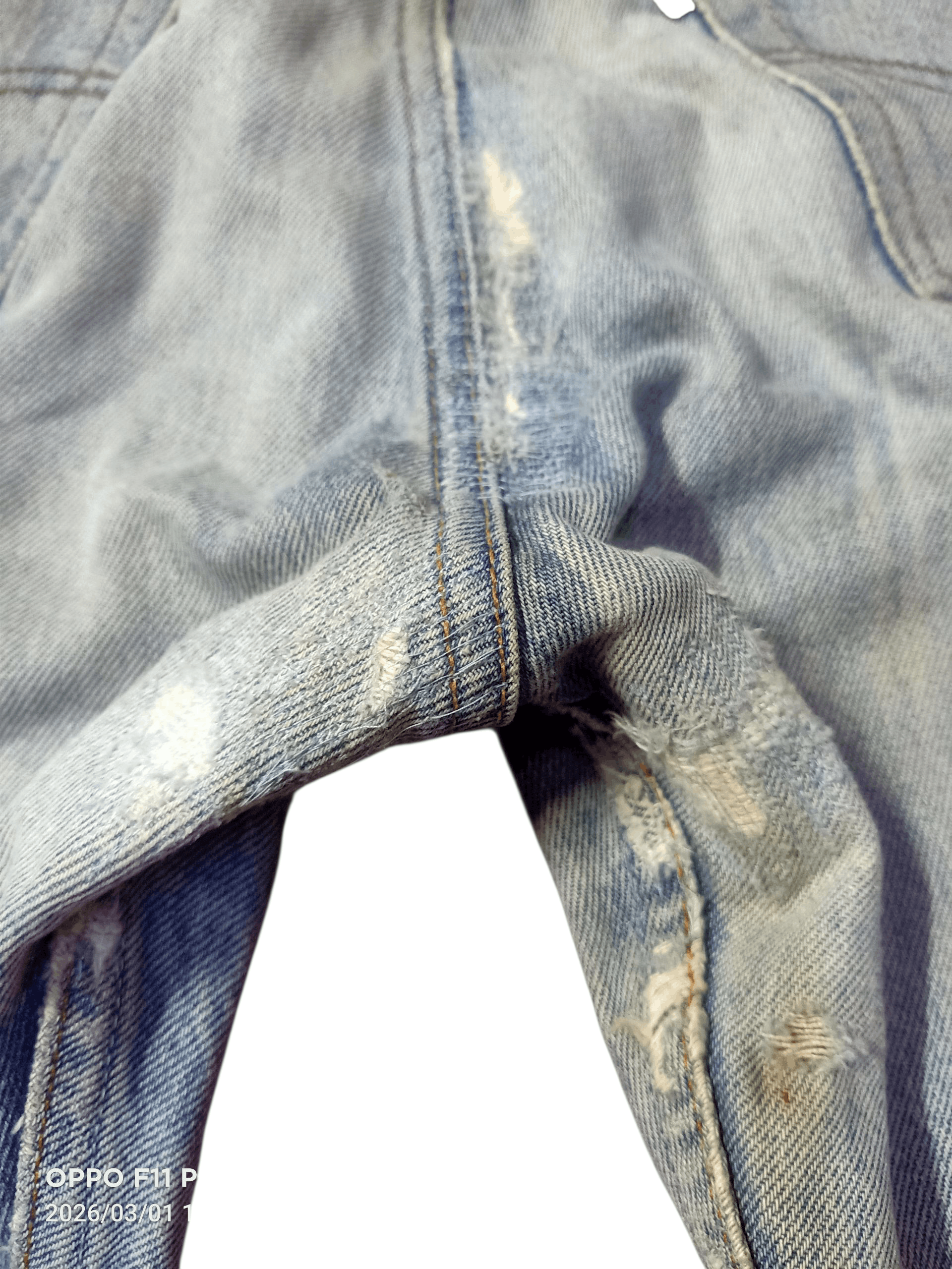 Levi's Vintage Clothing 💥 Vintage Levis 501( R ) Distressdenim PatchWork 💥 Size US 35 - 5 Thumbnail
