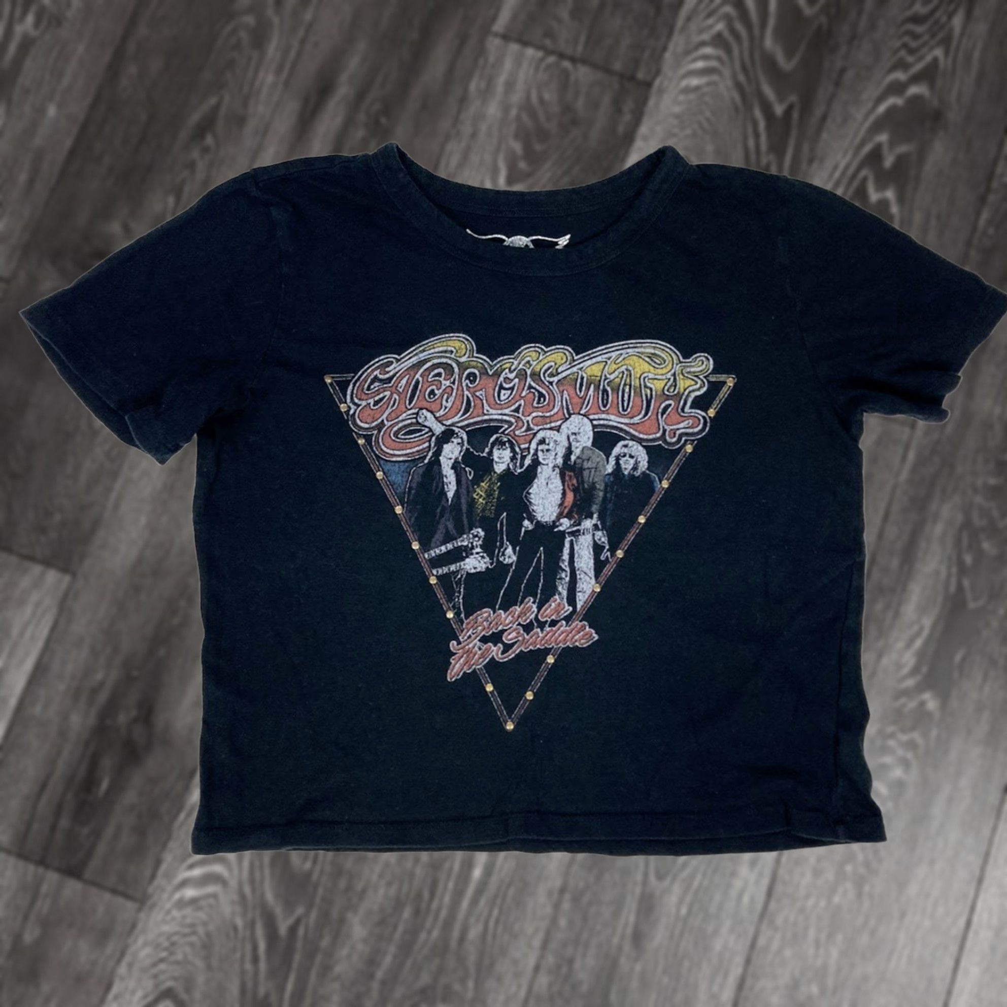 Aerosmith Aerosmith Back In The Saddle Crop Graphic T-shirt Women Small Black Music, T-Shirt, Cropped, Small, Black, Women, Aerosmith, Music, Retro, Colorful Size S / US 4 / IT 40 - 1 Thumbnail
