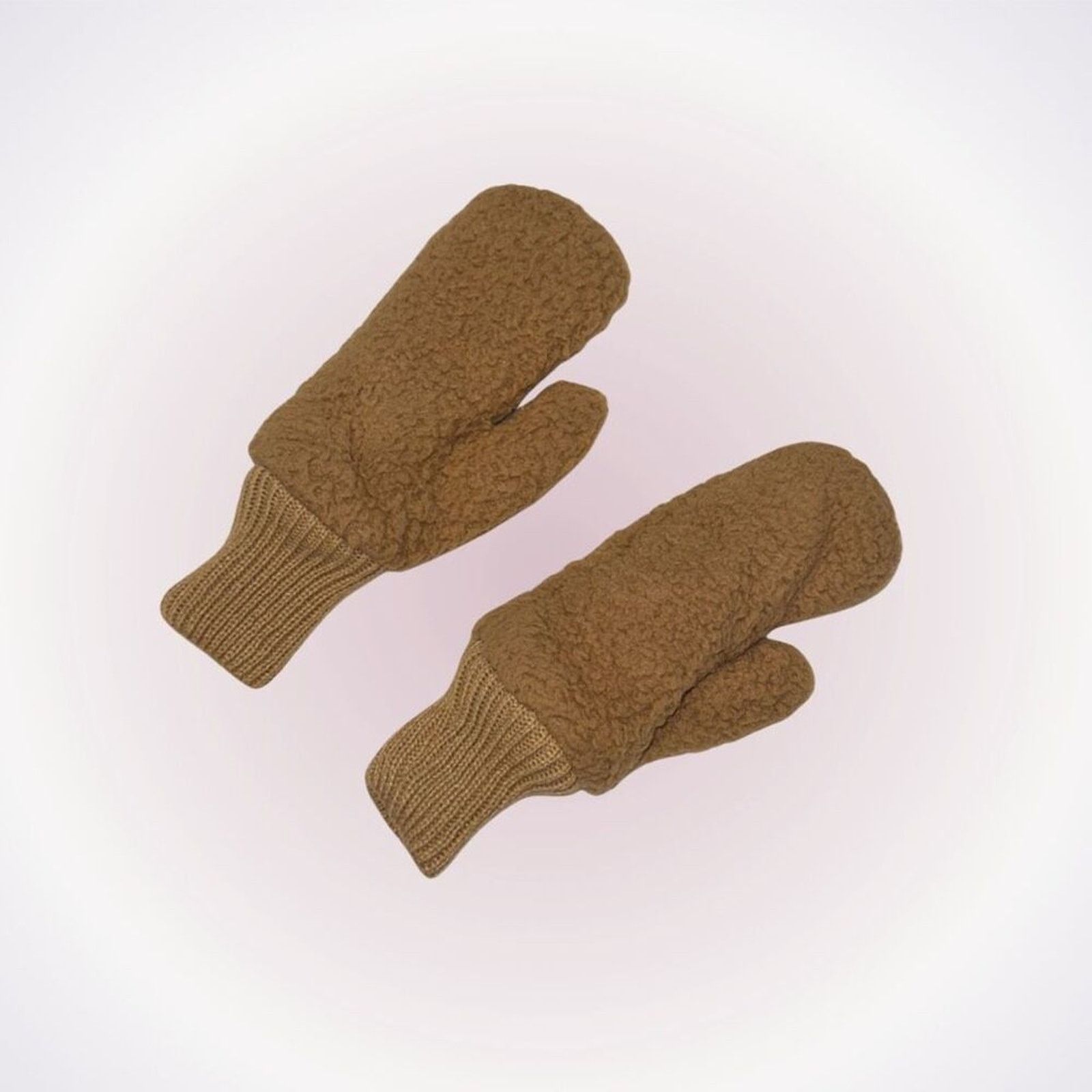 Other Teddy Feel Tan Brown Fleece Lined Mittens | Sz OS Size ONE SIZE - 1 Thumbnail
