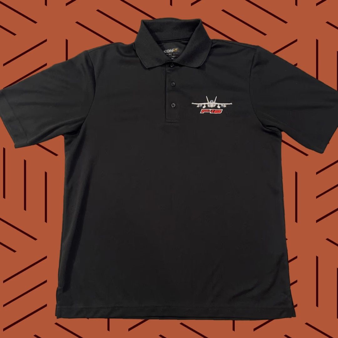 Vintage VINTAGE? US Navy F-18 Falcon Strike Fighter Polo Shirt Adult Small Black Official New Size US S / EU 44-46 / 1 - 1 Thumbnail