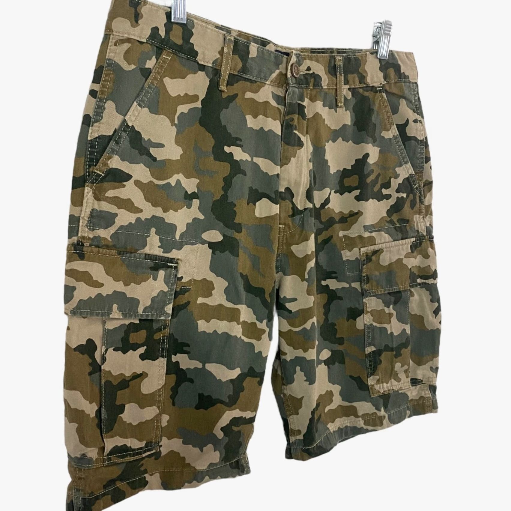 Levi's Levi's Carrier Cargo Shorts Green Camouflage Cotton-Twill Men's 32 Relaxed Fit 6-Pockets Casual Travel Workwear Cargo Shorts Size US 32 / EU 48 - 2 Thumbnail