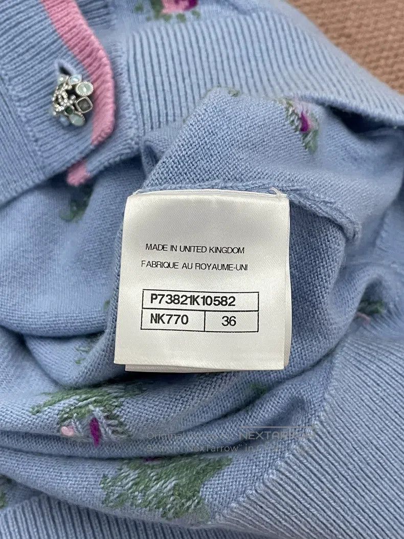 Chanel Chanel Blue floral double C rhinestone buckle short-sleeve Size XXS / US 00 / IT 34 - 6 Thumbnail