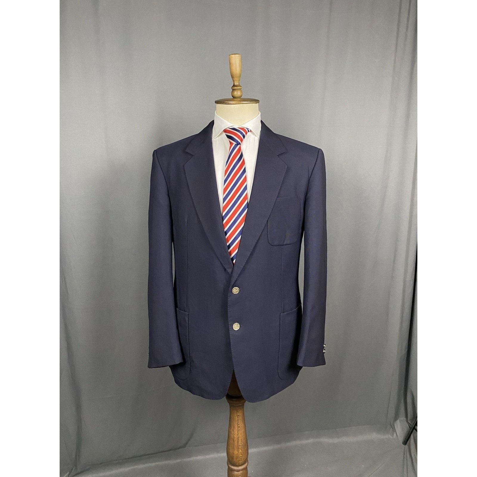 Burberry Burberry Vintage Golden Buttons Men's Blue Wool Blazer Jacke Size 52R - 3 Thumbnail