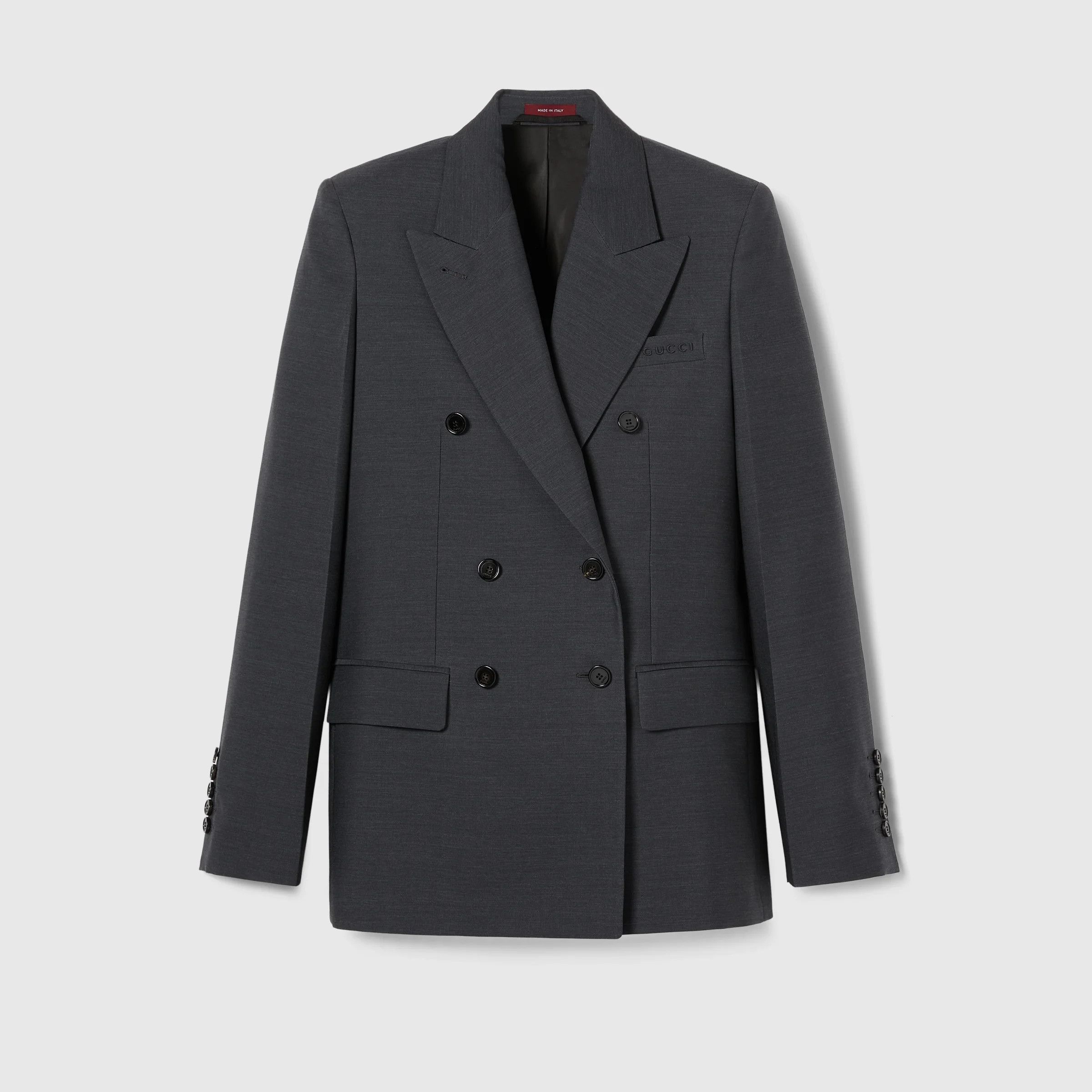 Gucci o1loc1c0226 830493 Wool Double-Breasted Jacket in Grey Size XS / US 0-2 / IT 36-38 - 1 Thumbnail