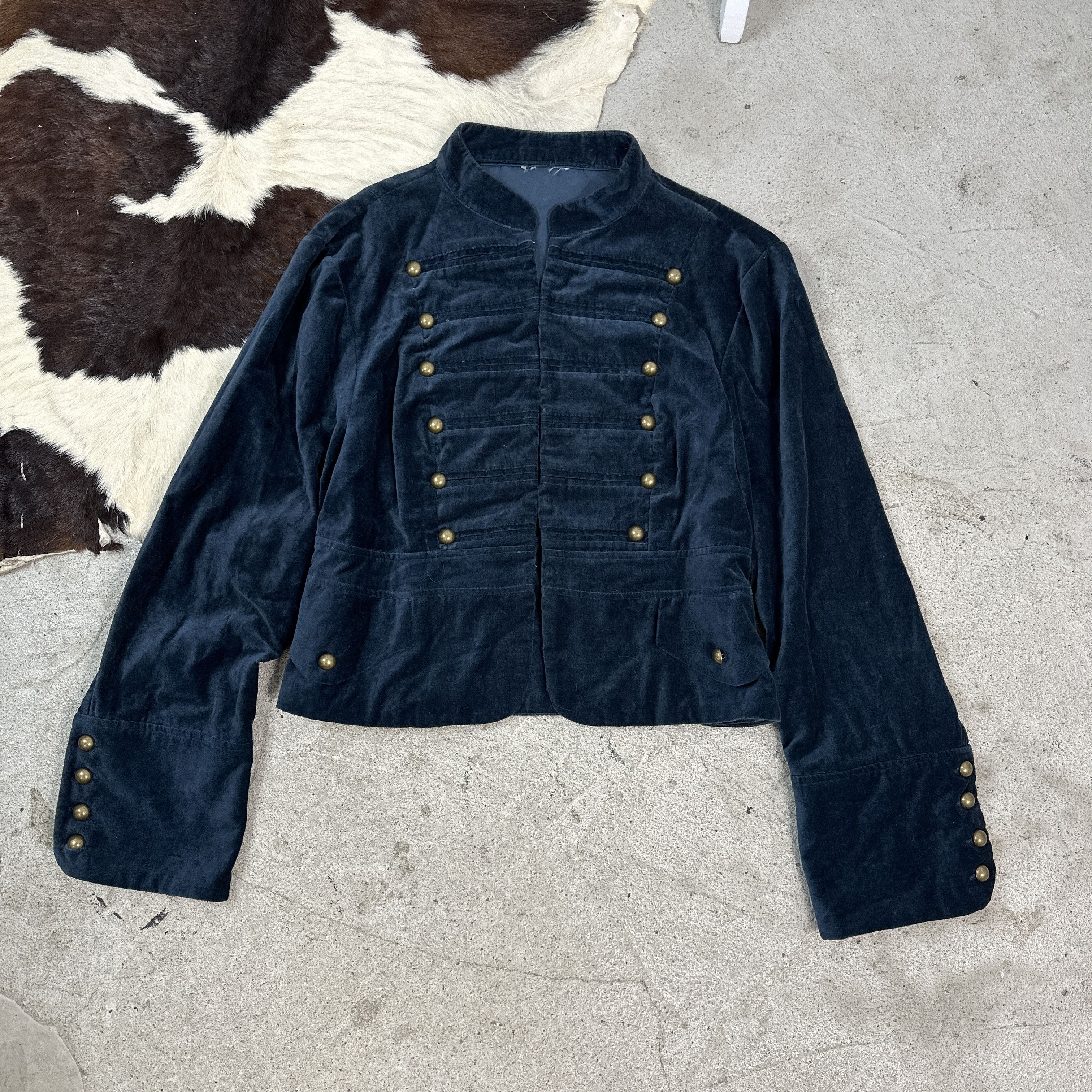 Vintage Velvet Military Styled Avant-Garde Jacket Size M / US 6-8 / IT 42-44 - 2 Thumbnail