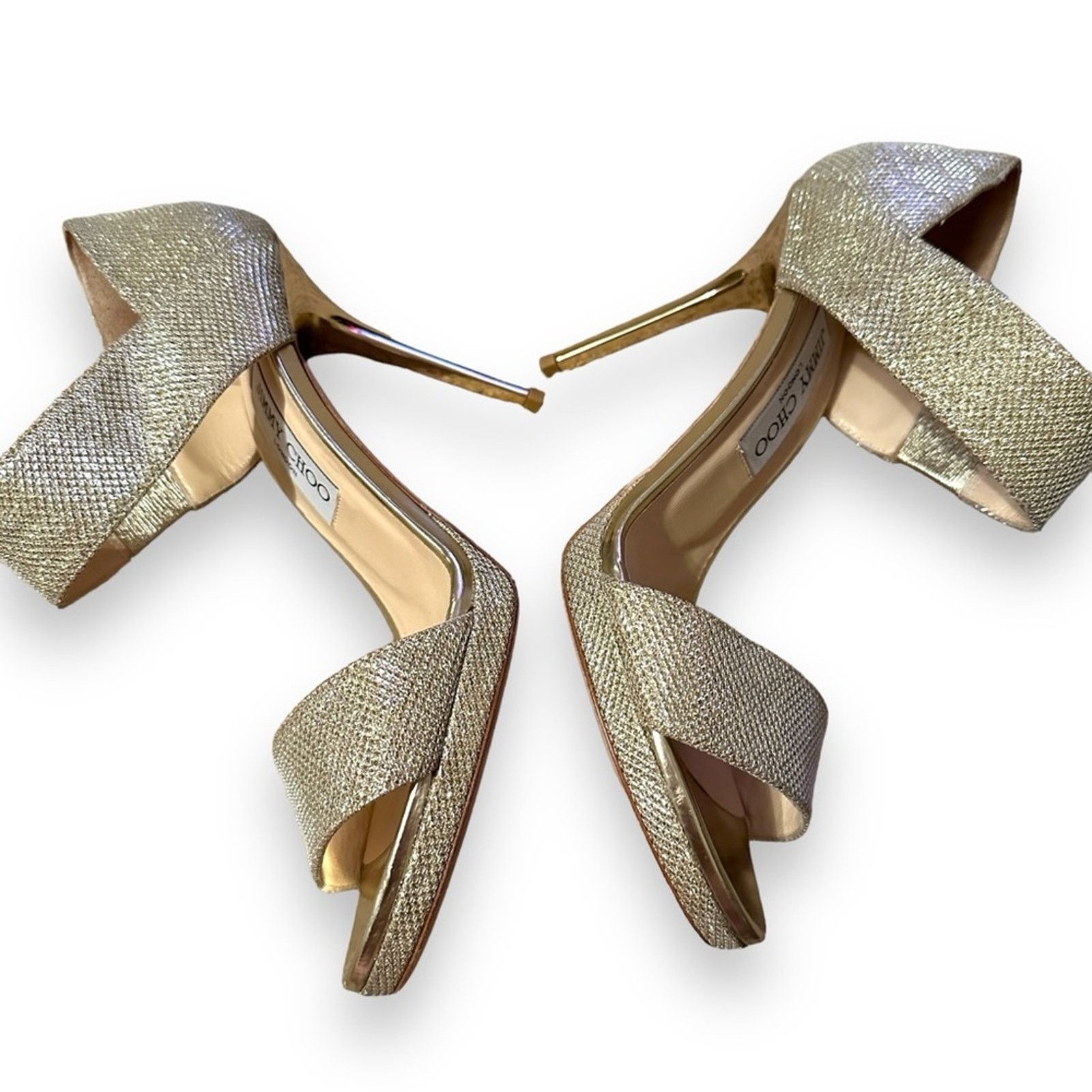 Jimmy Choo Jimmy Choo Alana Lame Gold Glitter Stiletto High Heels 38 Size US 8 / IT 38 - 4 Thumbnail