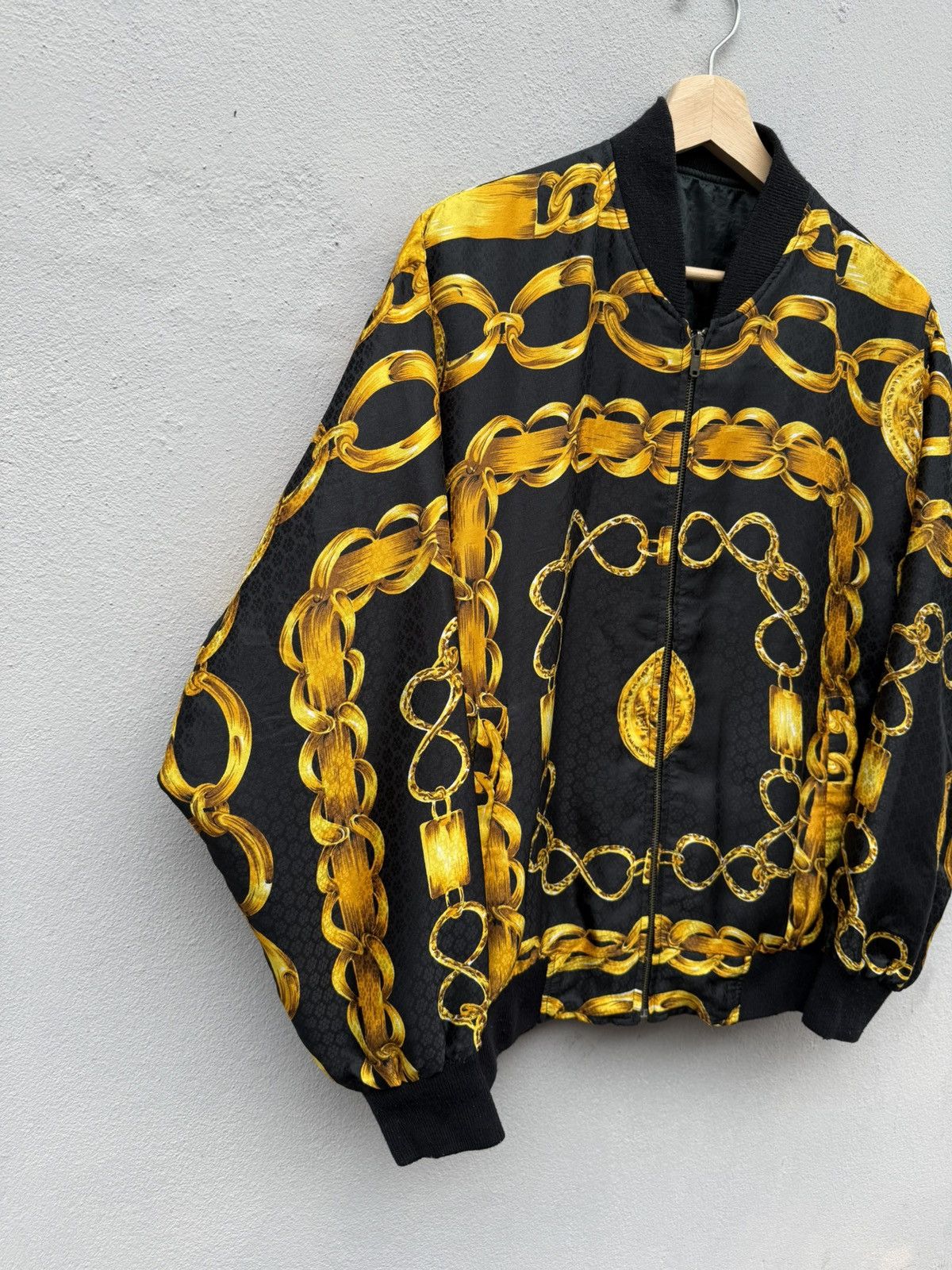 Vintage Vintage UNBRAND Silk Reversible Bomber Jacket Like Hermes Size US L / EU 52-54 / 3 - 4 Thumbnail
