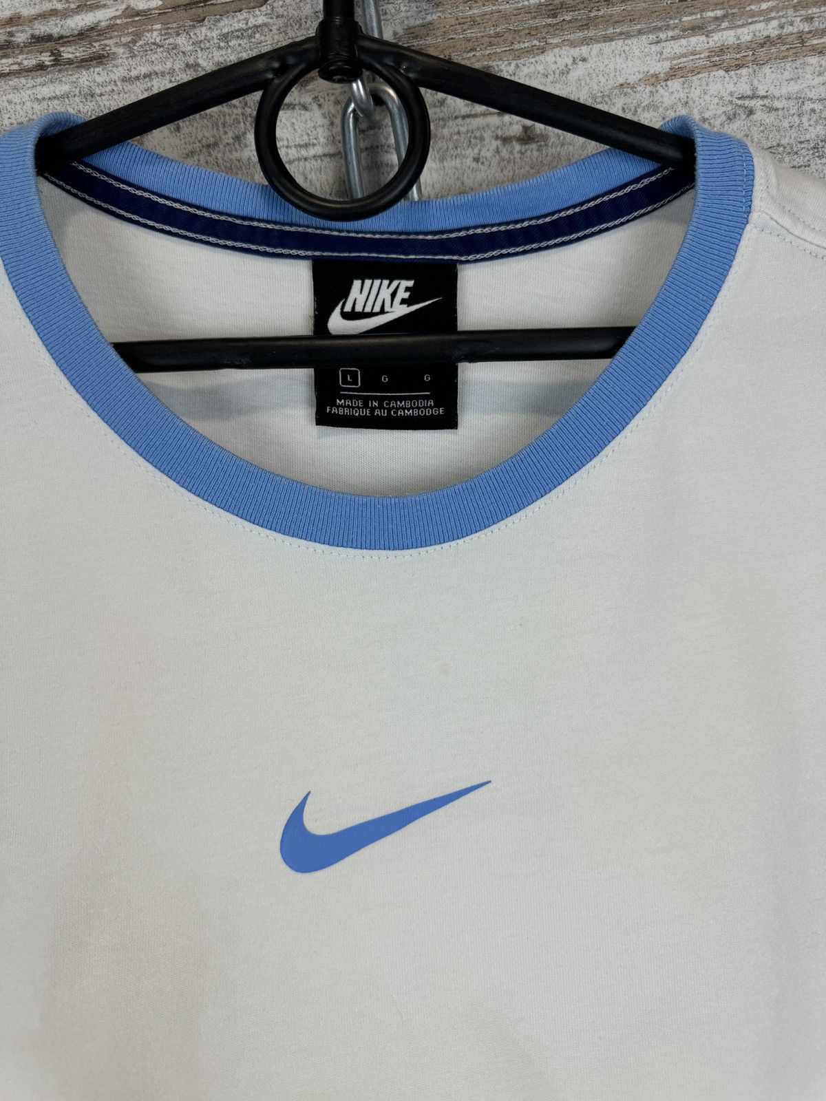 Nike Mens Vintage Nike centre swoosh T-shirt y2k drill tee Size US L / EU 52-54 / 3 - 5 Thumbnail