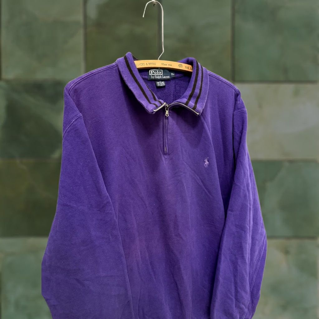 Polo Ralph Lauren VINTAGE Polo Ralph Lauren Sweatshirt Purple Cotton Zip Polo 90s L Mens Sweatshirt Size US L / EU 52-54 / 3 - 1 Thumbnail