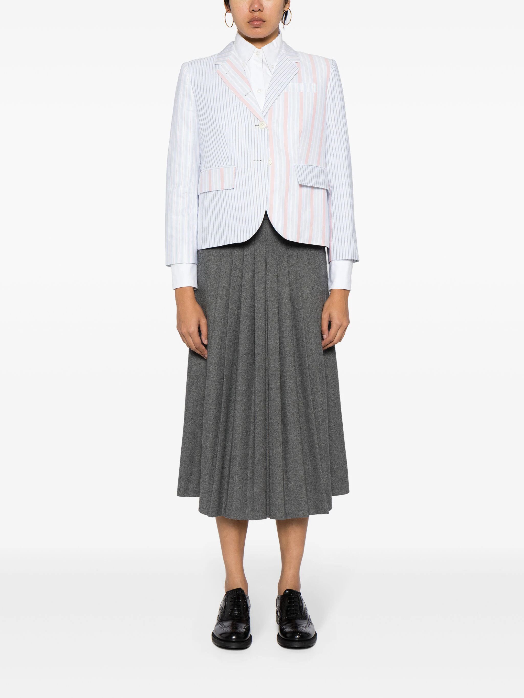 Thom Browne o1s22i1n0924 Funmix Striped Oxford Blazer in Multicolor Size M / US 6-8 / IT 42-44 - 2 Thumbnail