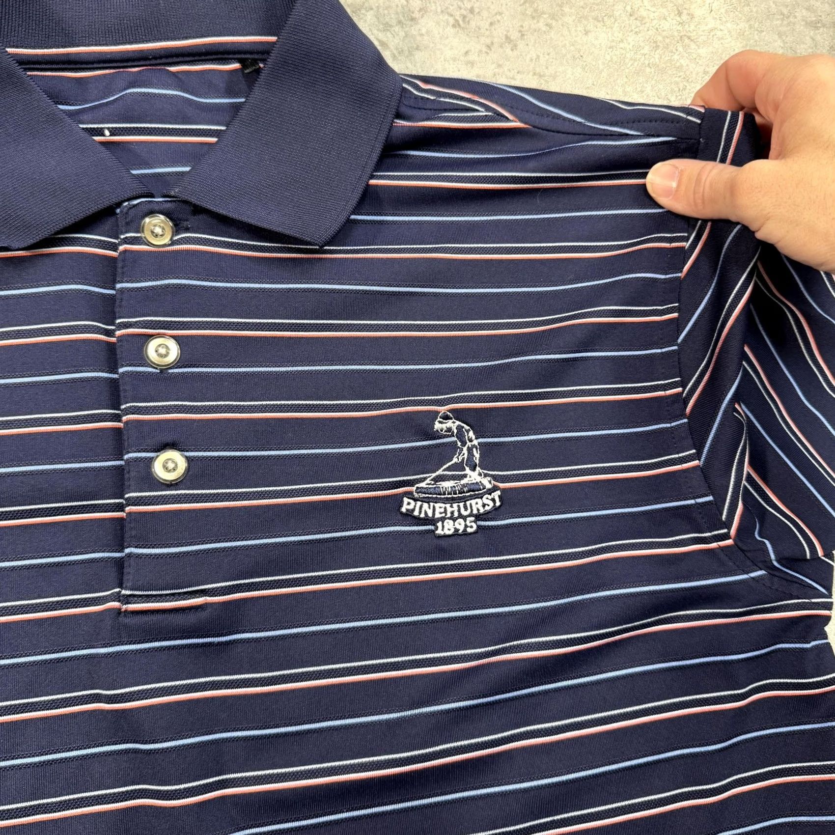 Vintage Pinehurst Polo Shirt Mens XL Blue Striped Golf Performance Stretch Shirt Size US M / EU 48-50 / 2 - 3 Thumbnail