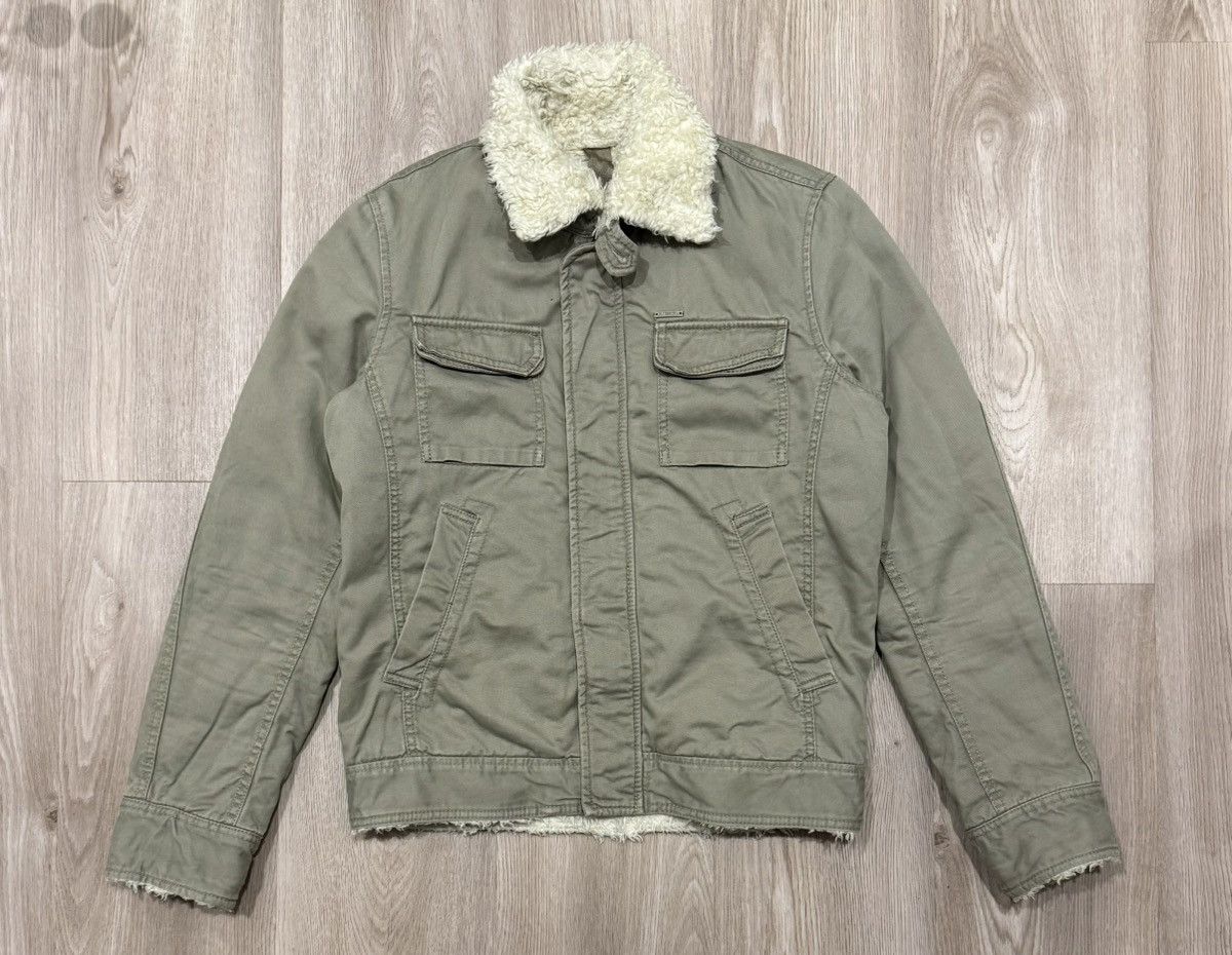 Diesel Vintage Diesel Khaki Denim Jacket Avantgarde Sherpa Size US S / EU 44-46 / 1 - 1 Thumbnail
