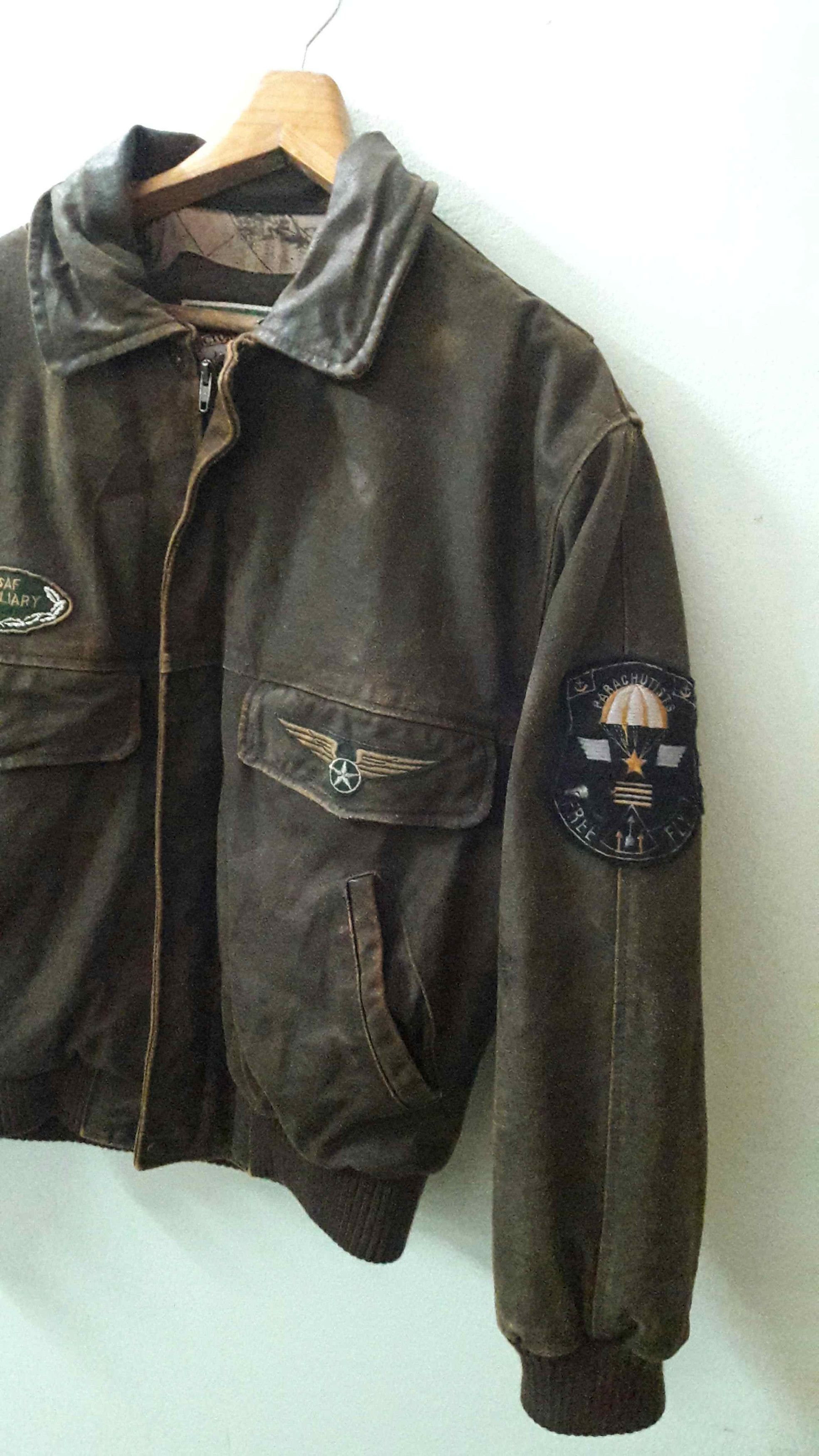 Vintage Vintage Military Air Force Jacket Leather Para Patches Italy Size US L / EU 52-54 / 3 - 3 Thumbnail