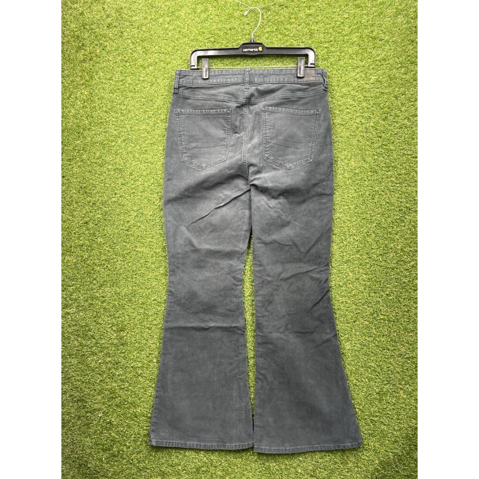 American Eagle Outfitters American Eagle Outfitters Pants Womens 12 Regular Gray Corduroy Wide Leg Button Fly Embroidered Logo 80s Hippie Retro Size 34" / US 12 / IT 48 - 2 Thumbnail