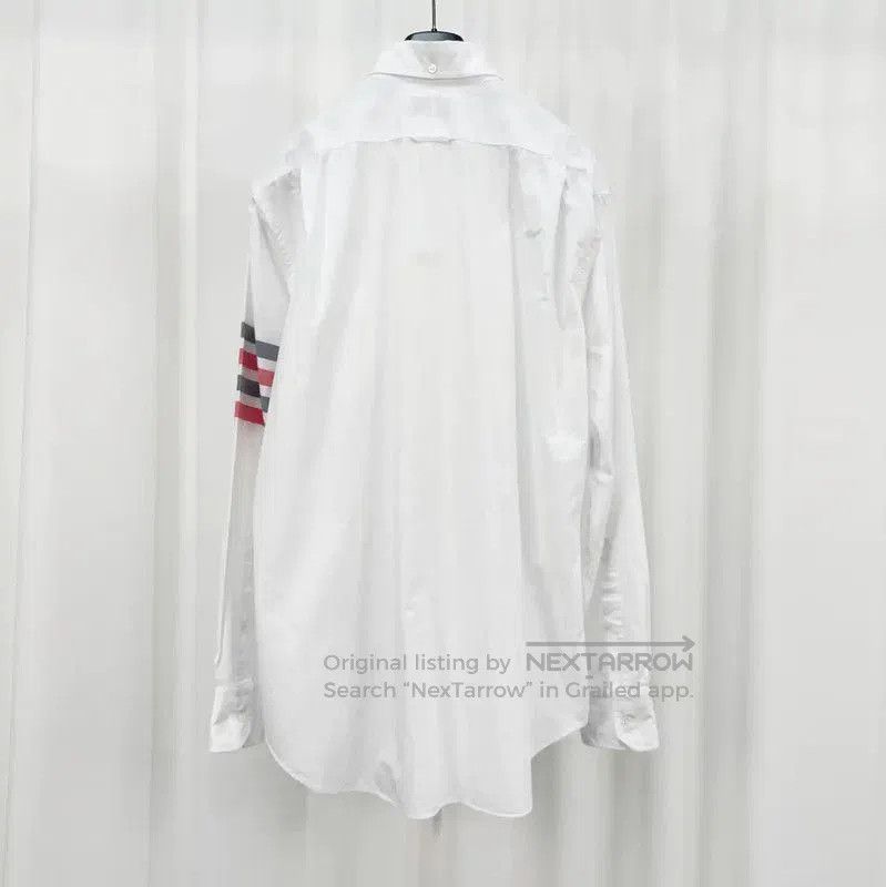 Thom Browne Thom Browne White Striped Long Sleeve Shirt . Size US XL / EU 56 / 4 - 2 Thumbnail