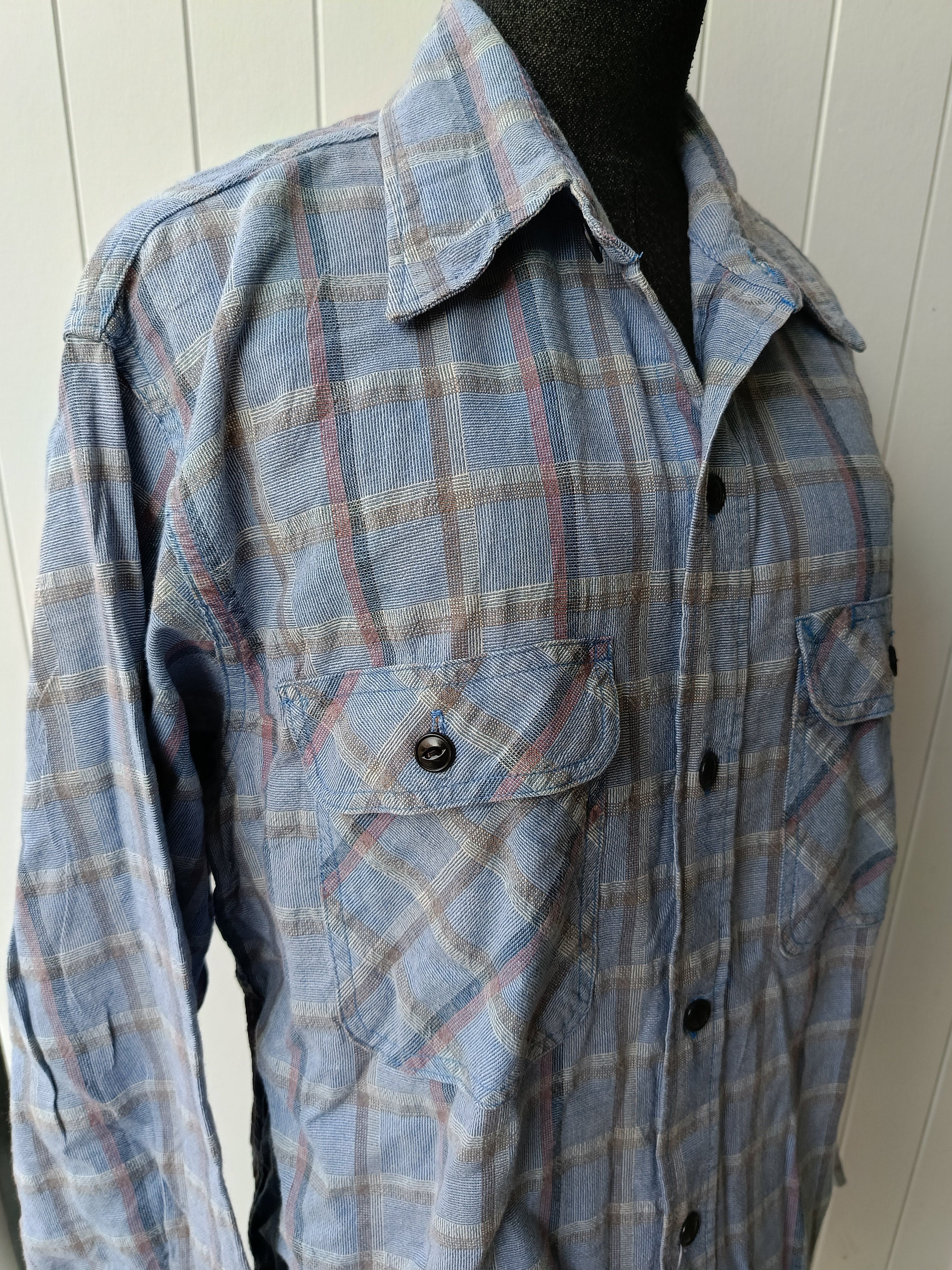 Sugar Cane SUGAR CANE Union Made blue check work clothing shirt medium Size US M / EU 48-50 / 2 - 8 Thumbnail