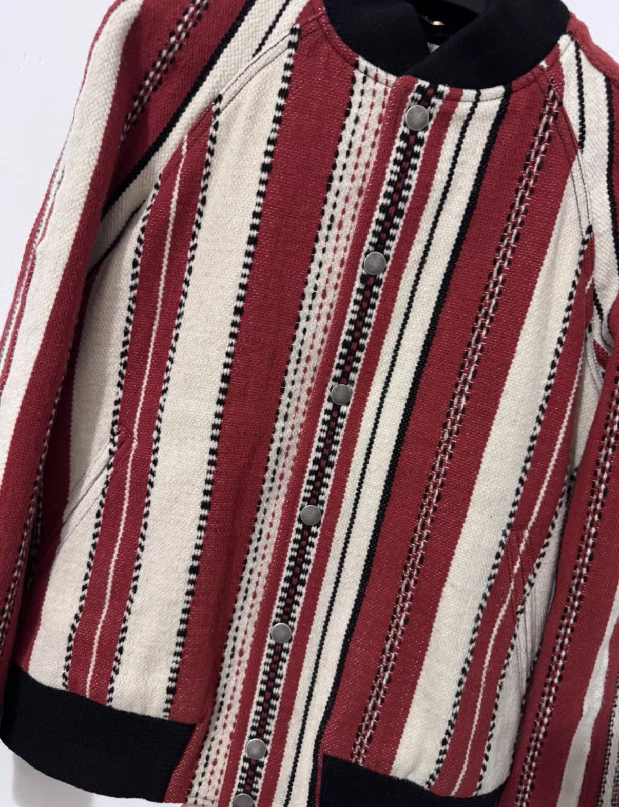 Saint Laurent Paris SLP) 18SS Wool Vertical Stripe Red/White Varsity Jacket Size US M / EU 48-50 / 2 - 3 Thumbnail