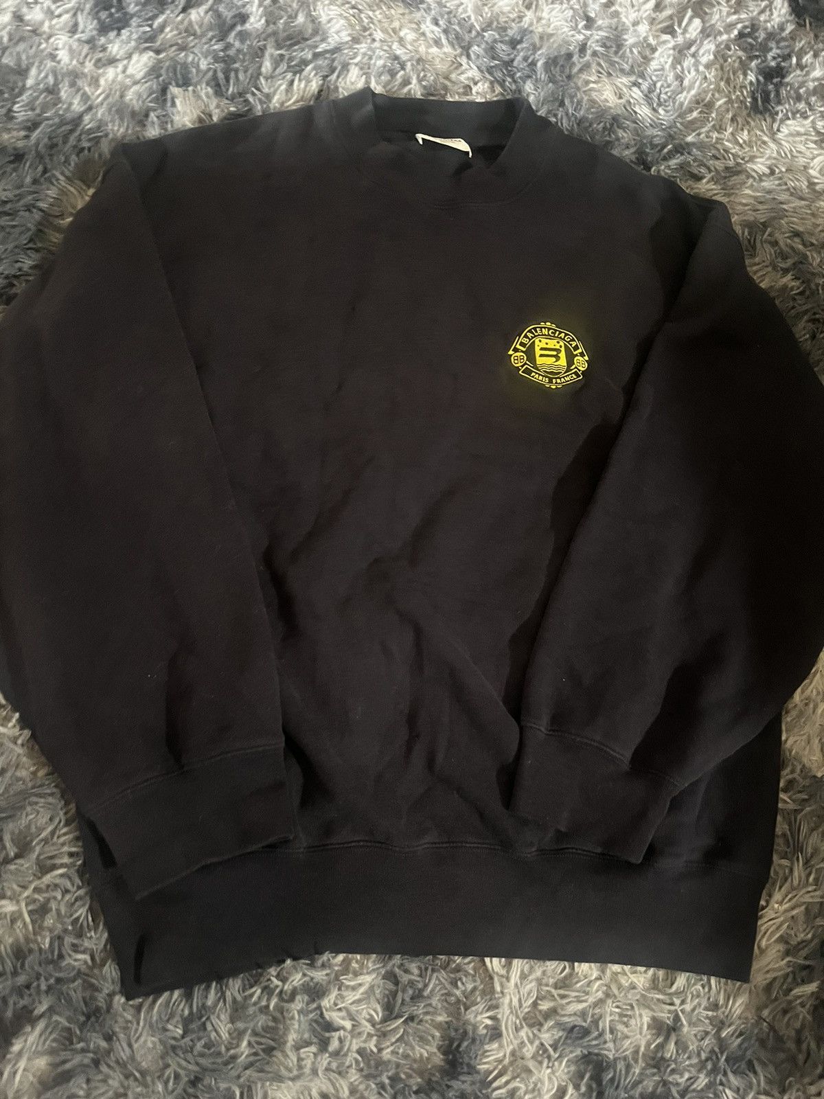Balenciaga Balenciaga Sweatshirt Embroidered logo Navy And Yellow Size US S / EU 44-46 / 1 - 1 Thumbnail