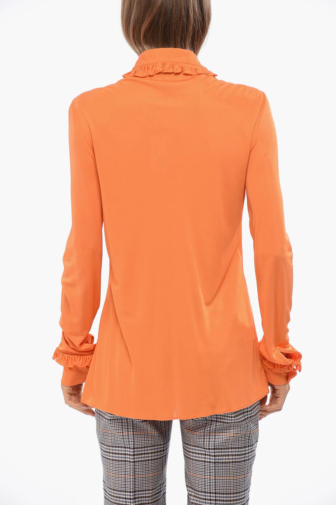 Prada og1mm0426 Ruched Blouse in Orange Size S / US 4 / IT 40 - 2 Thumbnail