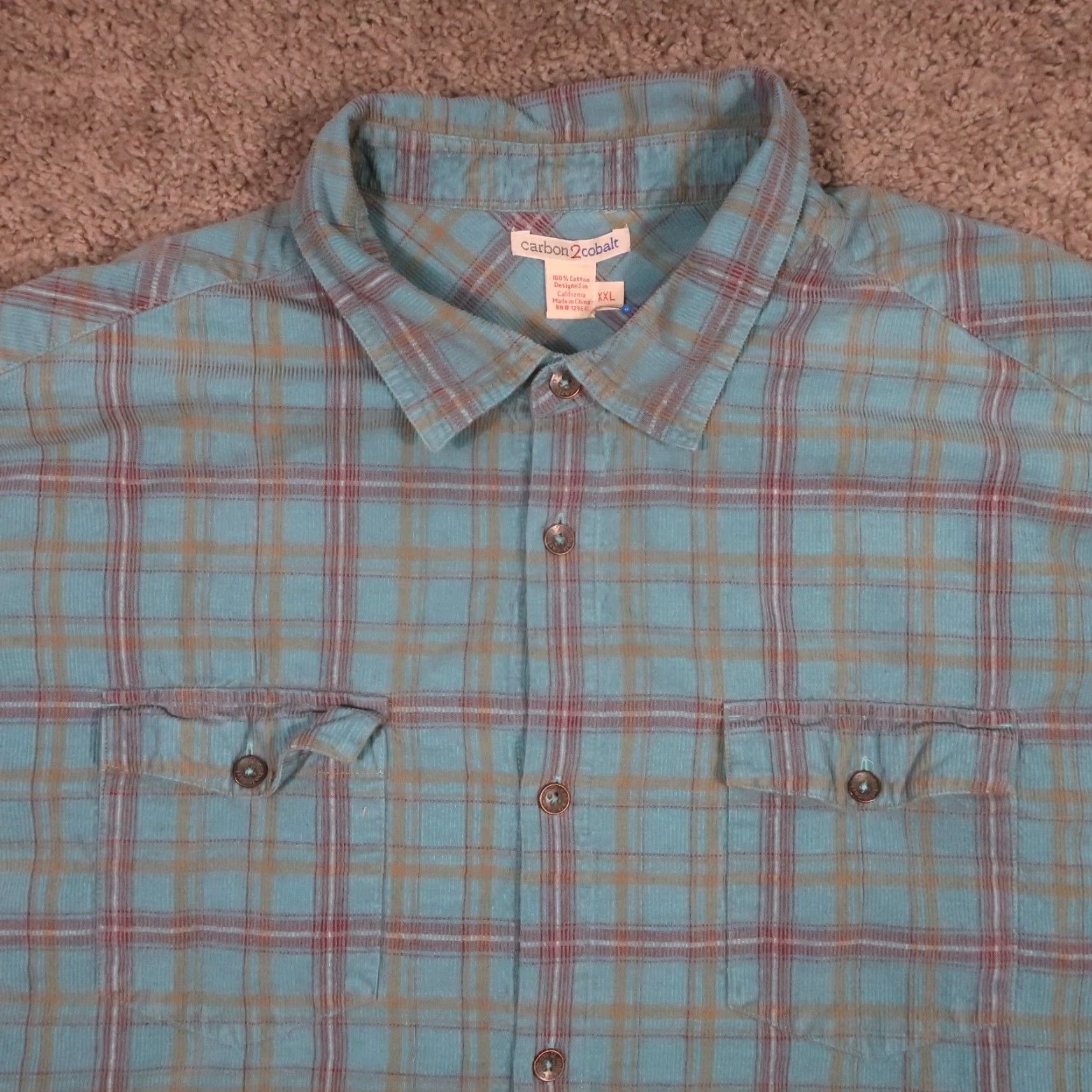 Carbon2Cobalt VINTAGE Carbon 2 Cobalt Corduroy Shirt Mens 2XL Button Front Teal Aztec EUC Size US XXL / EU 58 / 5 - 4 Thumbnail