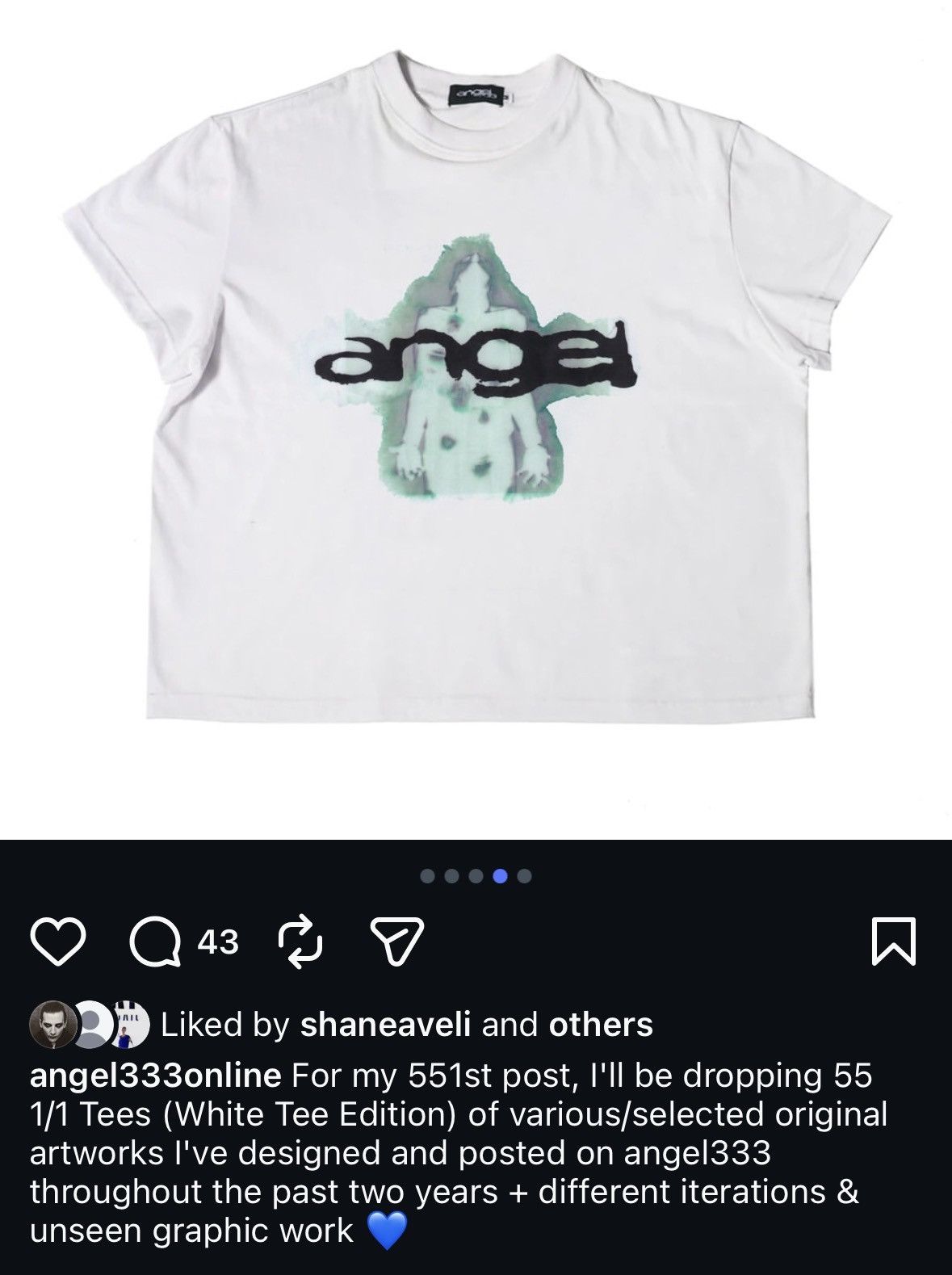 Playboi Carti Angel333 Stain Tee 1/1 Shirt - White Large Angel 333 Size US L / EU 52-54 / 3 - 2 Thumbnail