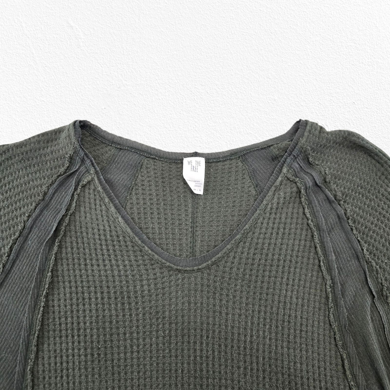 Free People We The Free Olive Gray Thermal Waffle Knit Top Size Small Size S / US 4 / IT 40 - 3 Thumbnail